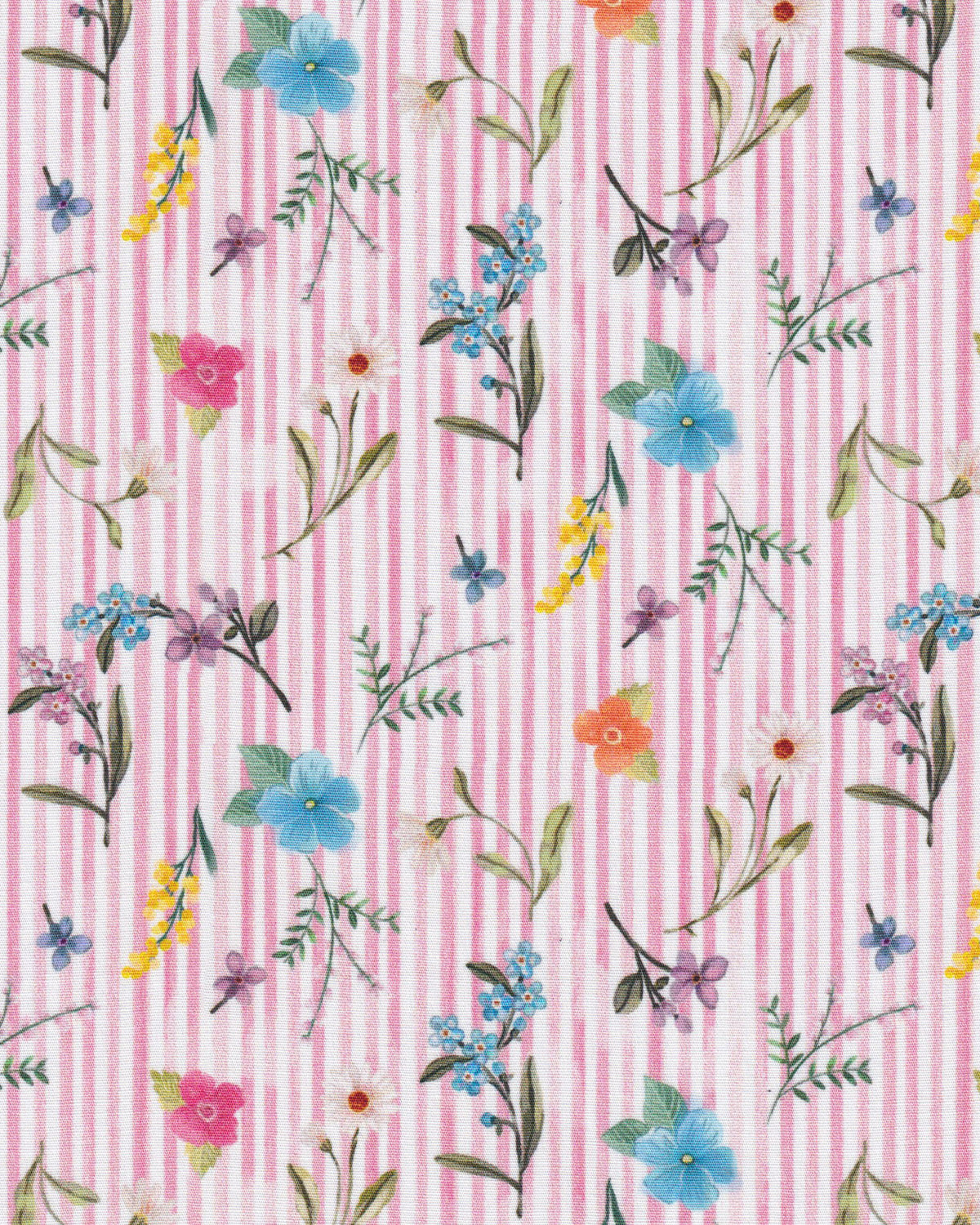 Boxy Bluse GABRIELLE mit buntem Blumen-Print und Rosa-Streifen (2303D-G)