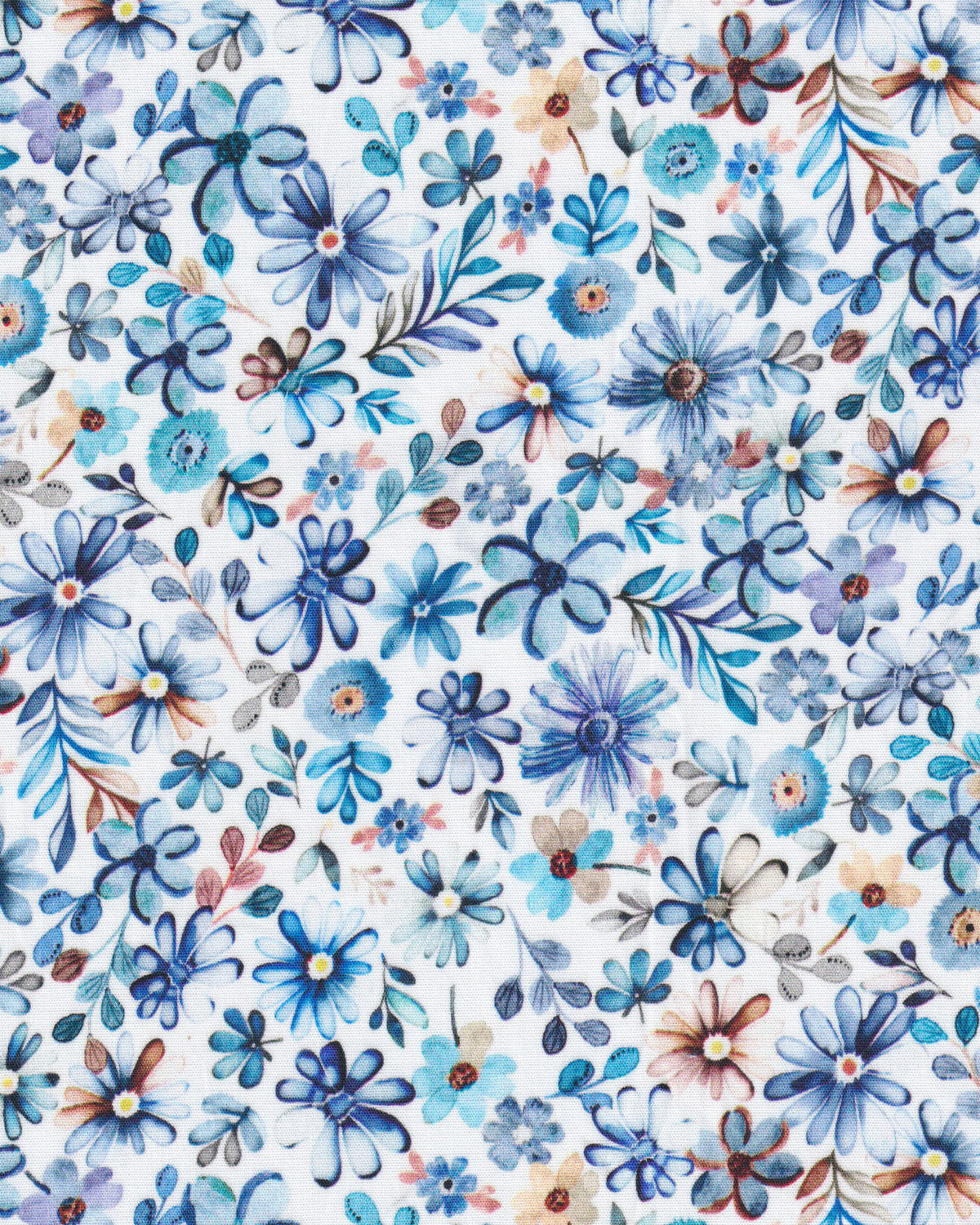 Stretch-Bluse SOPHIE mit Blumen-Print in Blau (2307D-S)