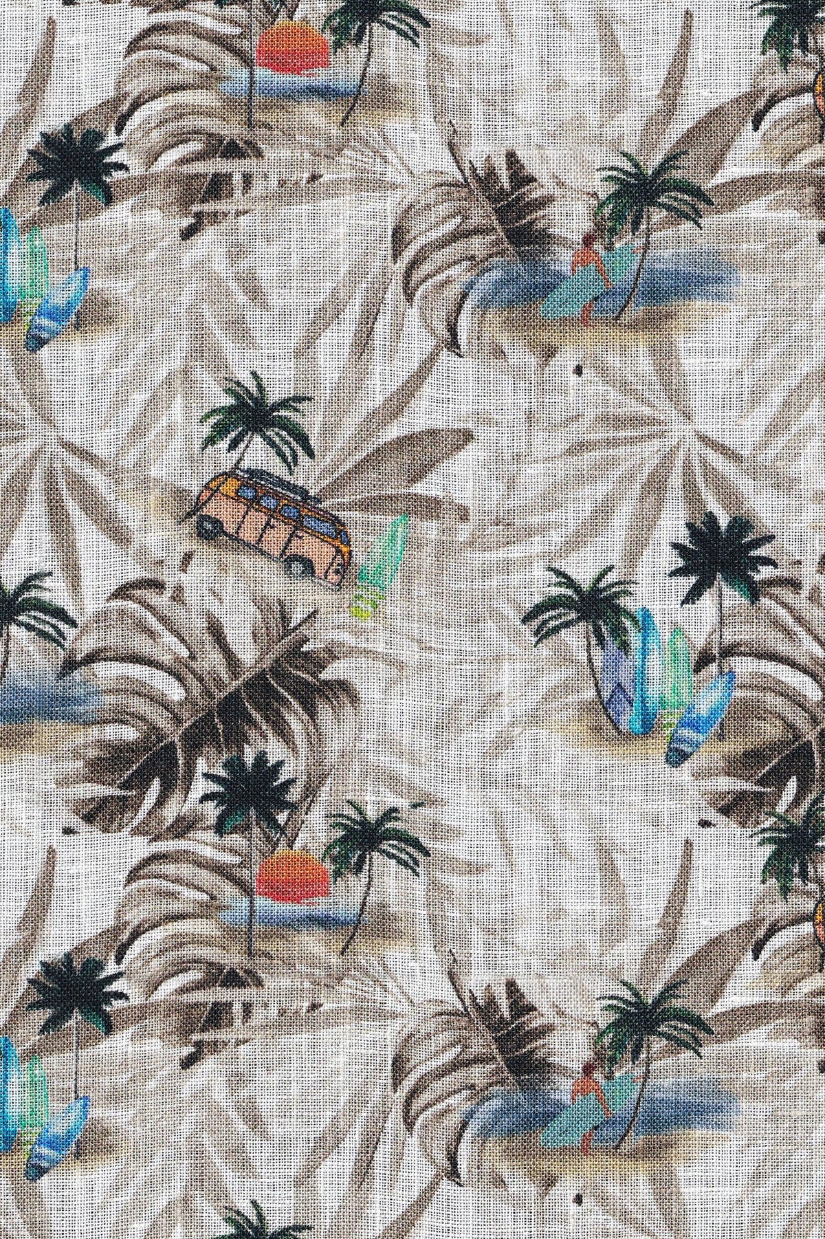 Hawaiian shirt with beach print in beige (Art. 2546-BS)