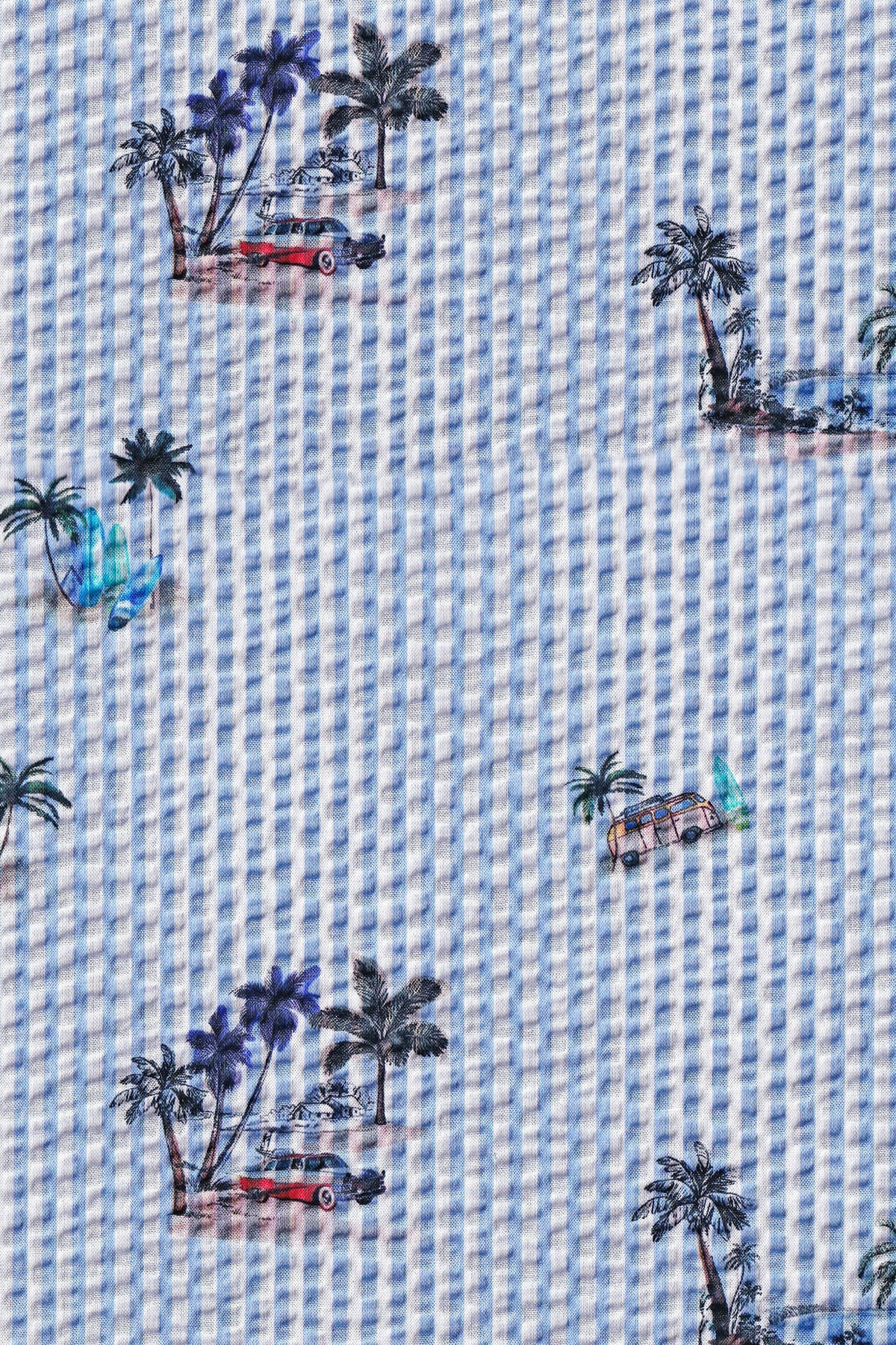 Hawaiian shirt with beach print in blue (Art. 2547-BS)