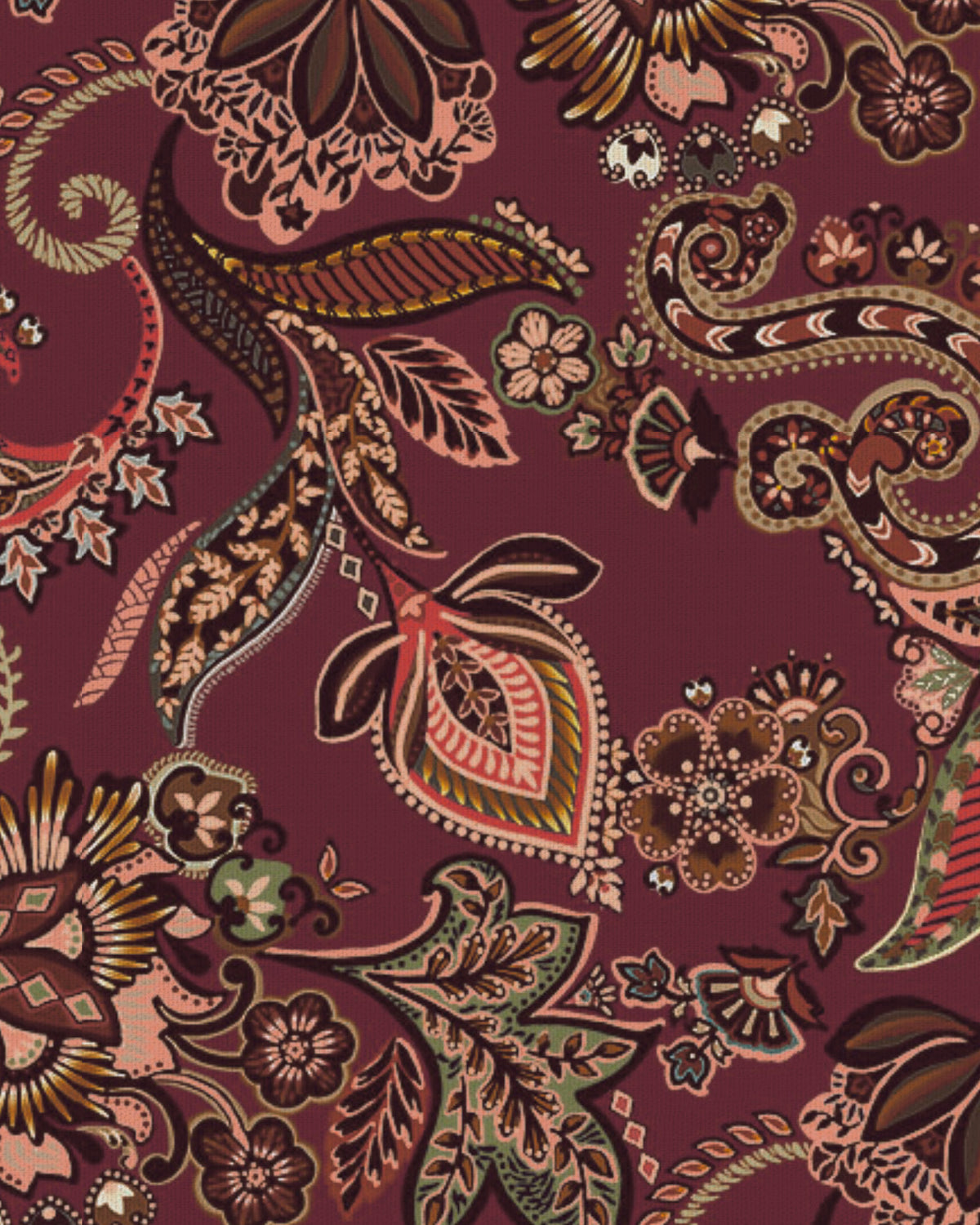 Oversize Viskose-Bluse ISABELLE mit Printmuster in Bordeaux (2592D-I)