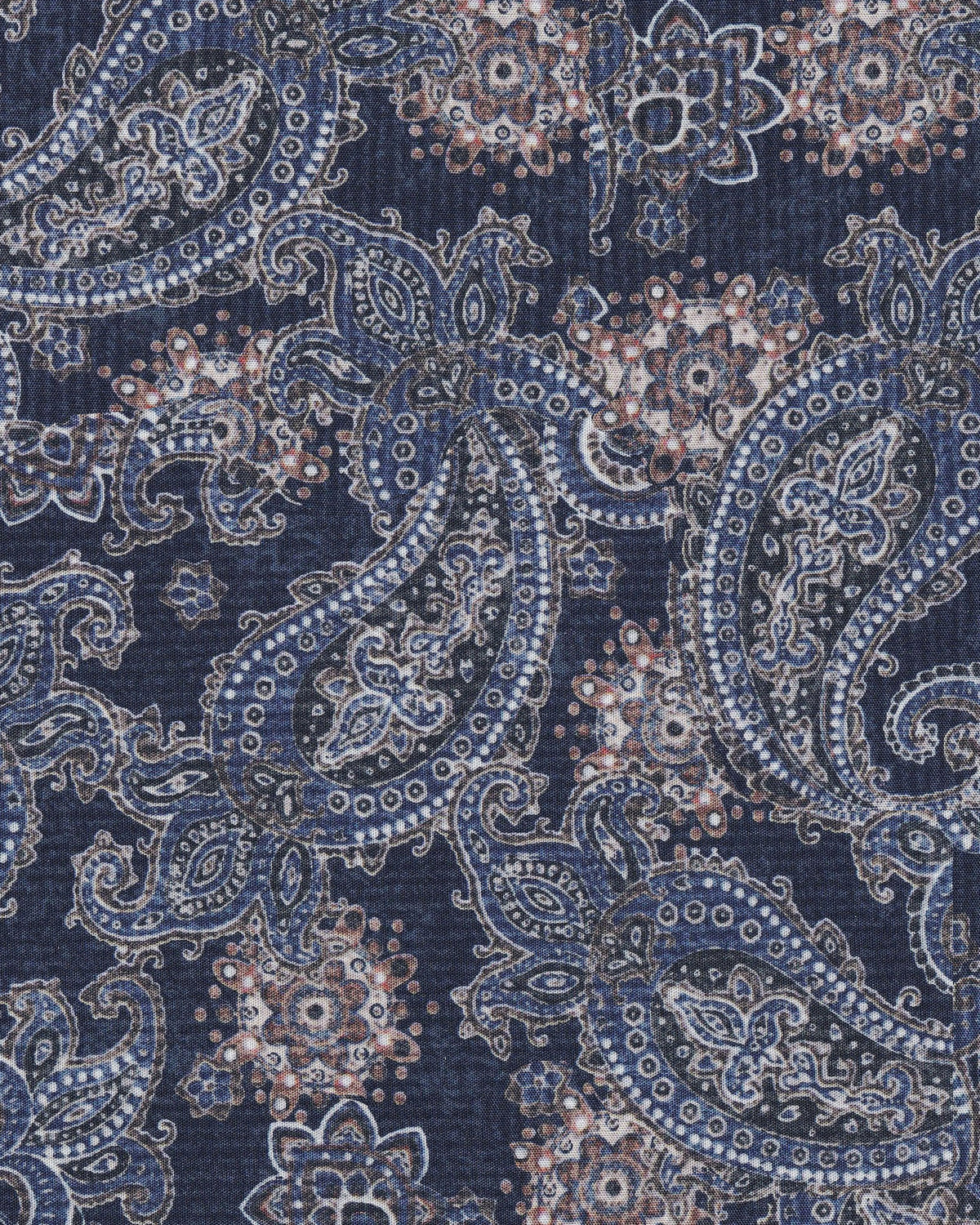 Cotton pocket square with graphic print in blue/brown (2711-ET)