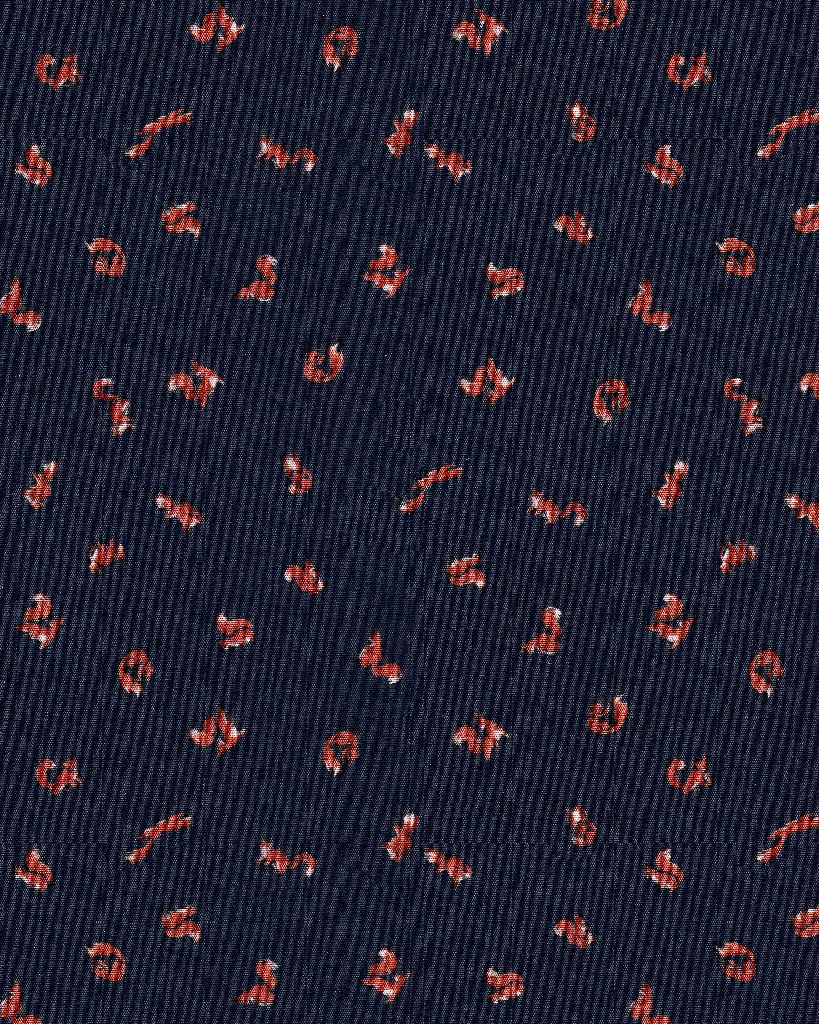 Freizeithemd mit Füchsen und Eichhörnchen Print in Blau (Art. 2740-C)