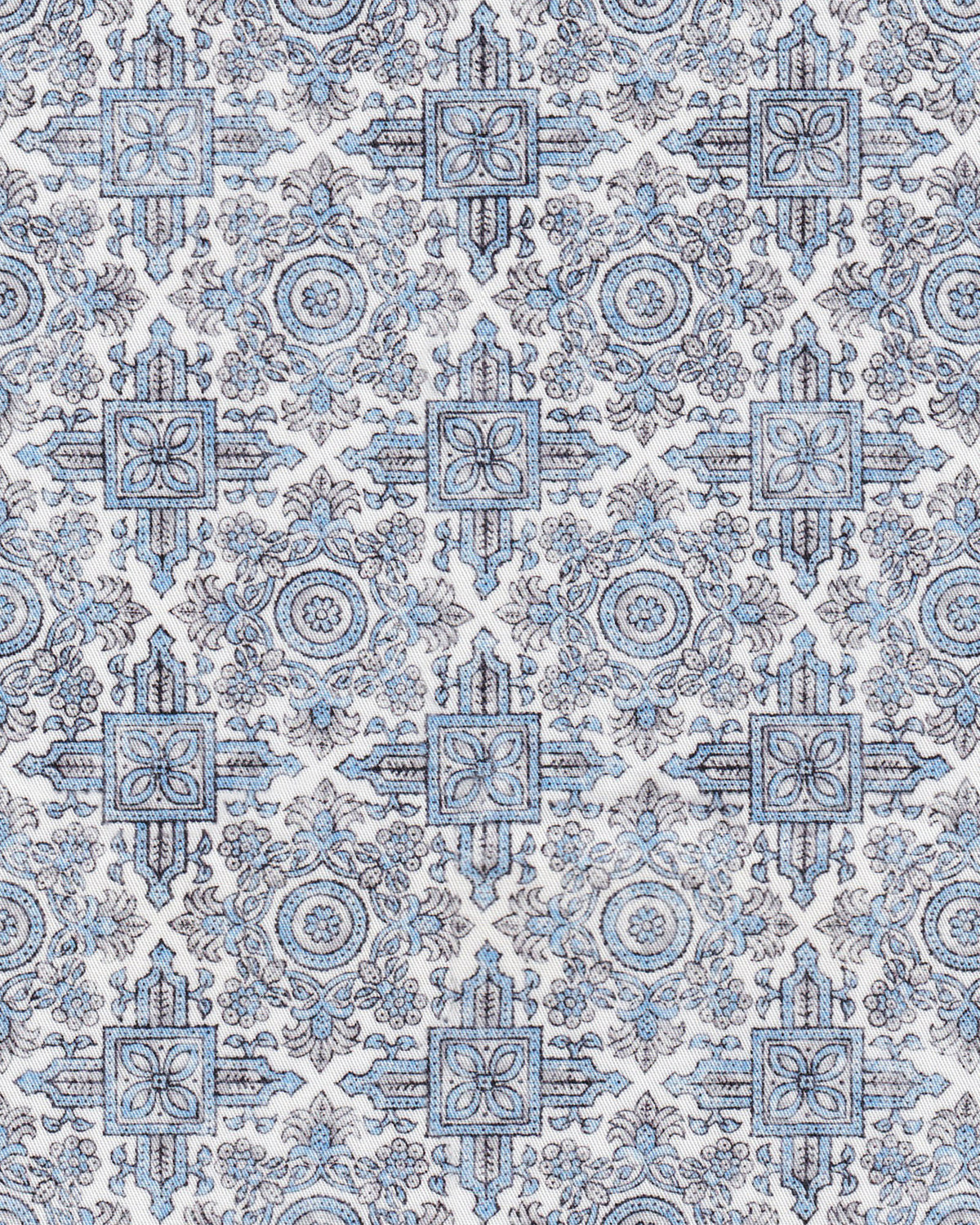 Chemise de loisirs à manches longues avec imprimé oriental bleu clair (2821-C)