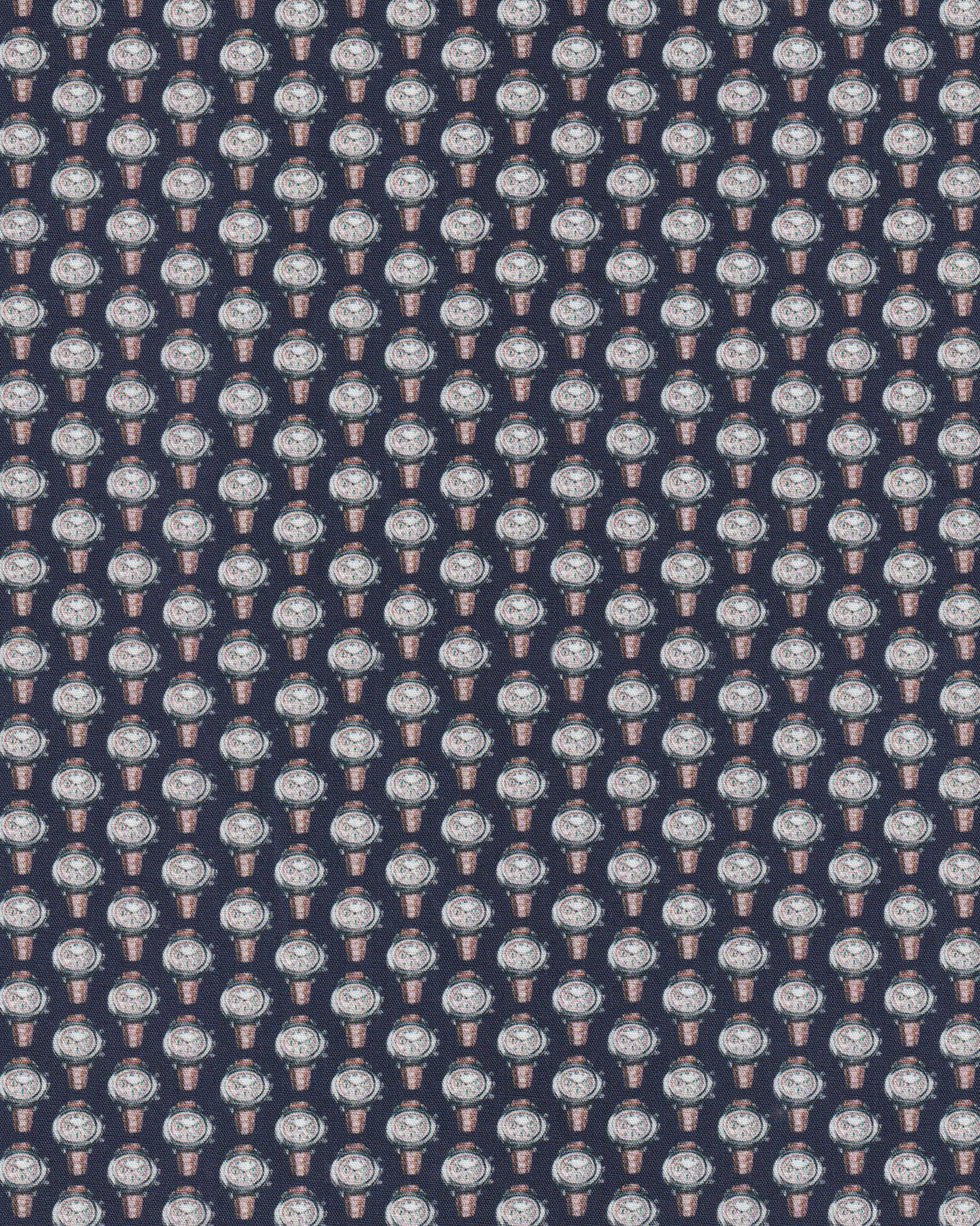 Freizeithemd Langarm mit Uhren Print in Blau/Braun (3050-C)