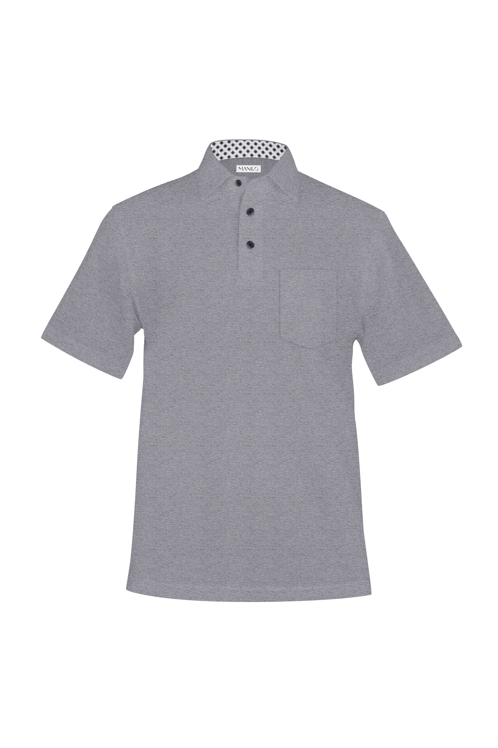 Polo avec motif imprimé dans le col en gris (art. 1522-PS-KA)