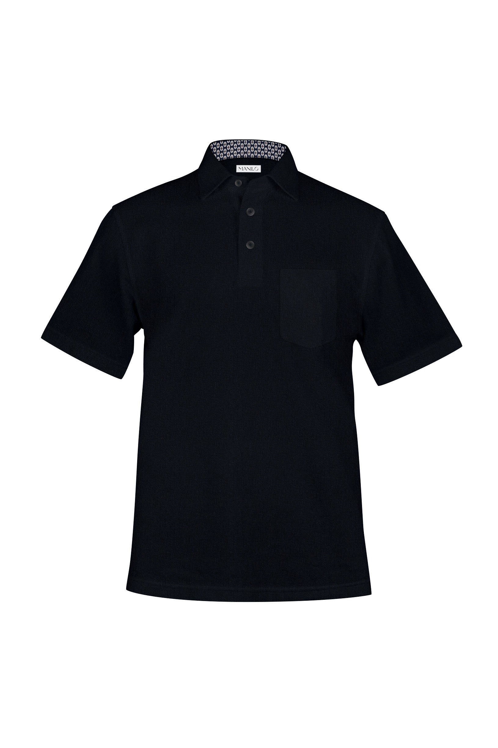 Polo avec motif imprimé dans le col en noir (art. 1525-PS-KA)