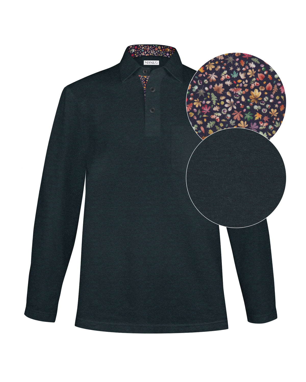 Polo vert avec motif imprimé dans le col et sur la patte de boutonnage (3102-PS-LA)