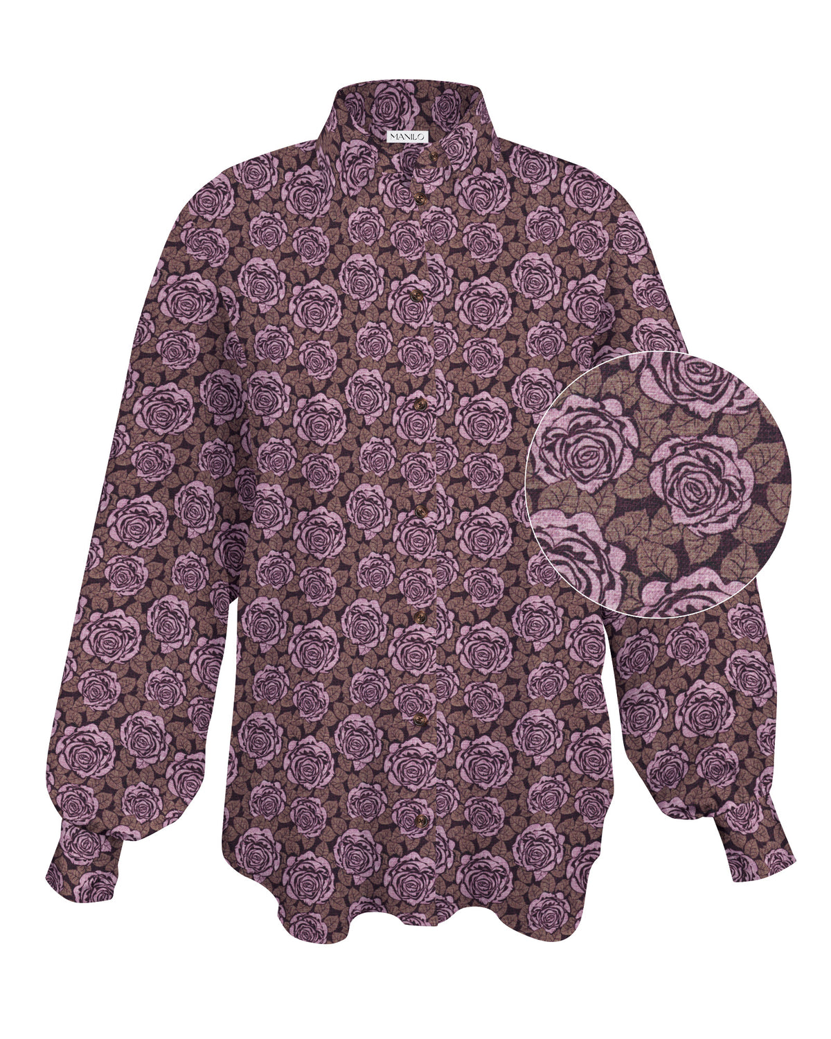 Chemisier à la mode AMÉLIE avec manches chauve-souris et motif floral en rose (2527D-A)