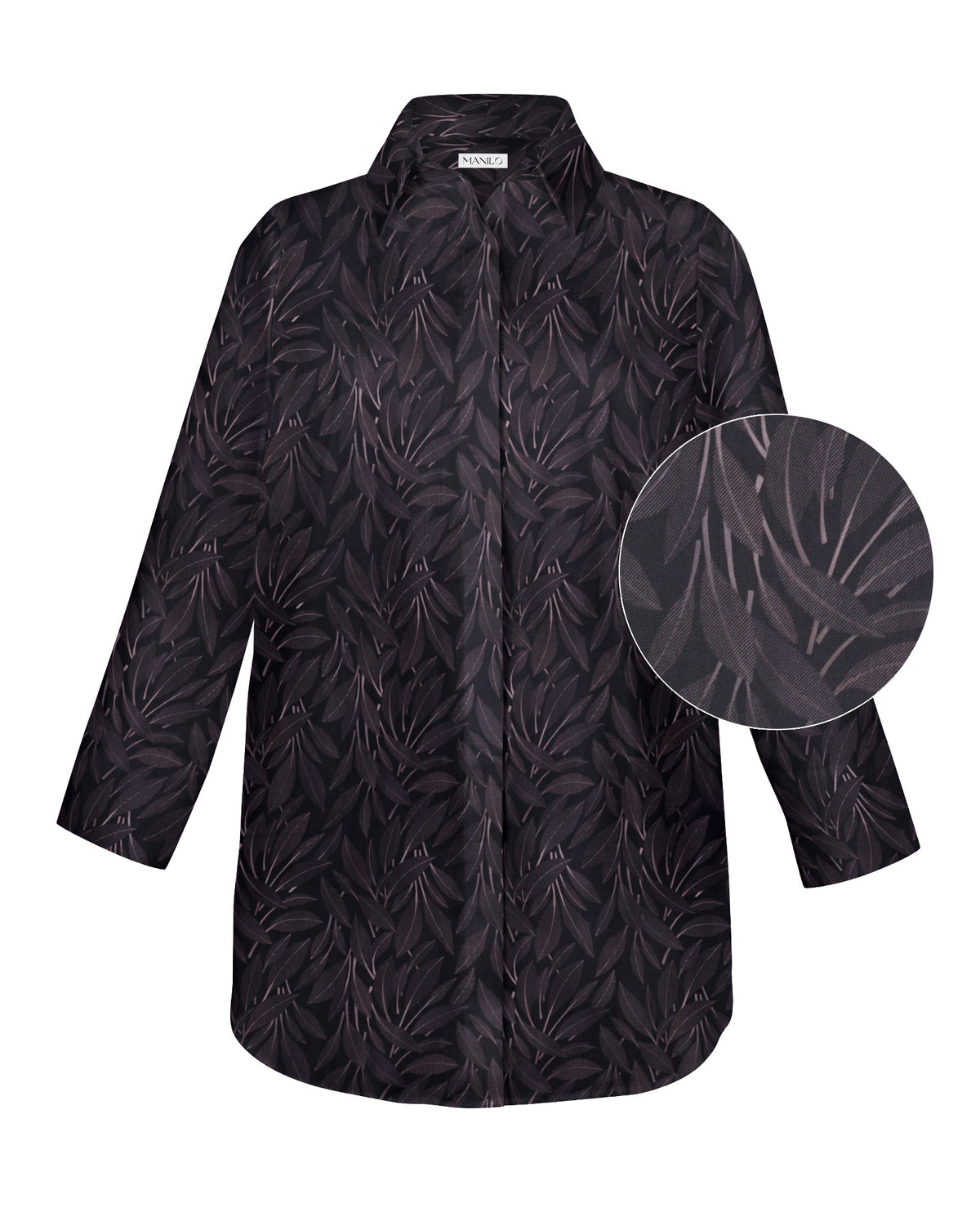 Oversize Bluse BÉRENICE mit Printmsuter in Dunkelbraun (2529D-B)