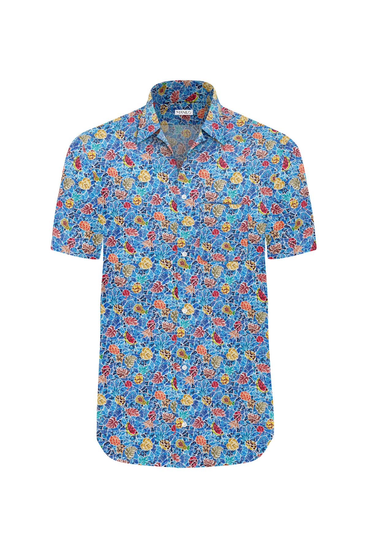 Hawaiian shirt with print pattern in blue (Art. 2201-BS)
