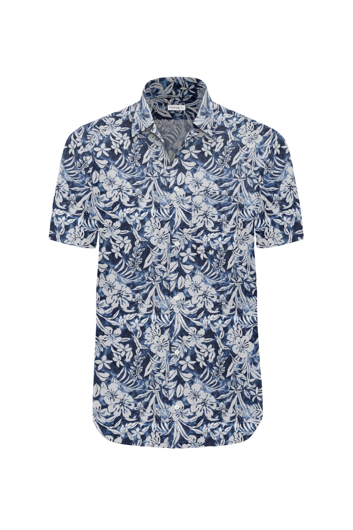 Hawaiian shirt with floral print in dark blue (Art. 2541-BS)