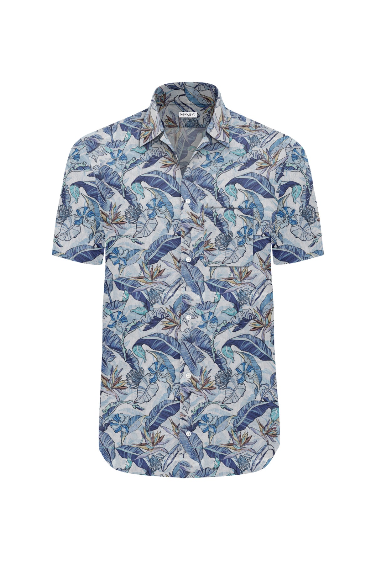 Hawaiian shirt with floral print in blue (Art. 2542-BS)