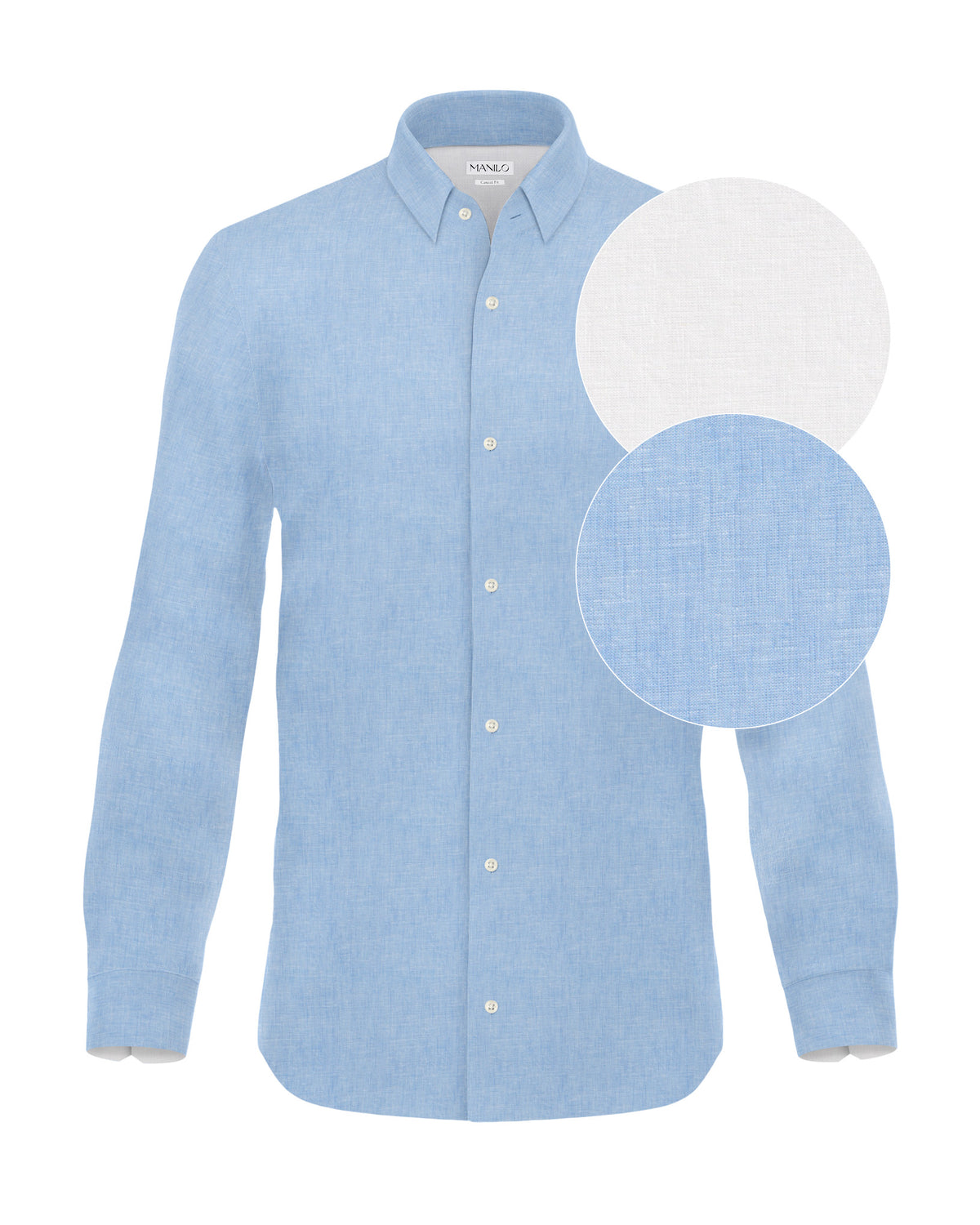Chemise en lin à manches longues bleu clair (1402-C)