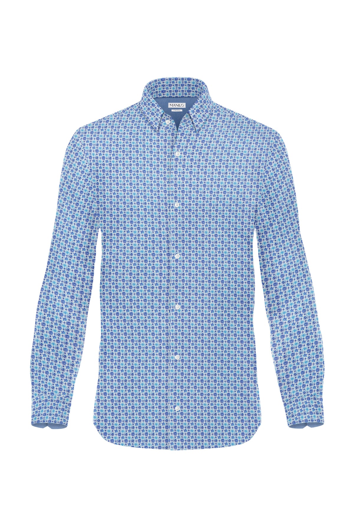 Casual shirt with floral pattern in blue (Art. 2214-C)