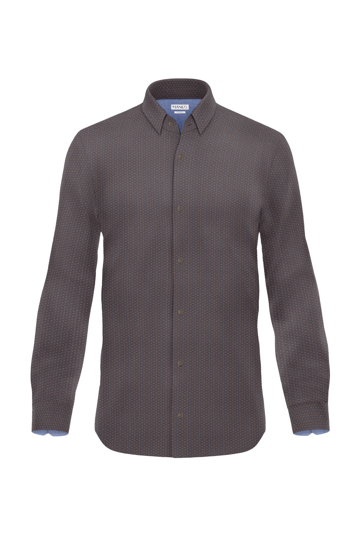 Casual shirt with graphic pattern in brown/beige (Art. 2237-C)