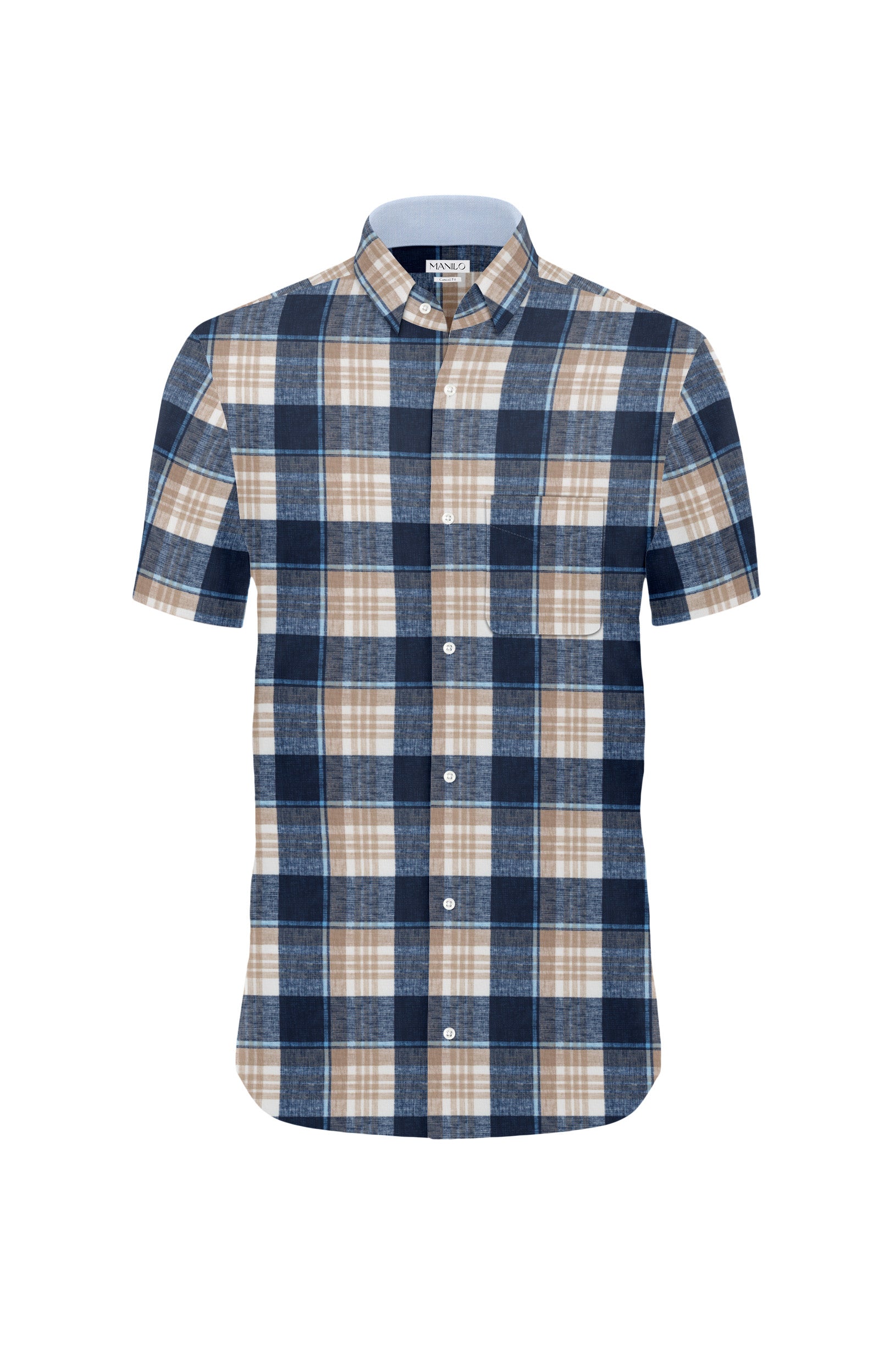 Freizeithemd mit Karomuster Beige/Navy (Art. 2244-C-KA)
