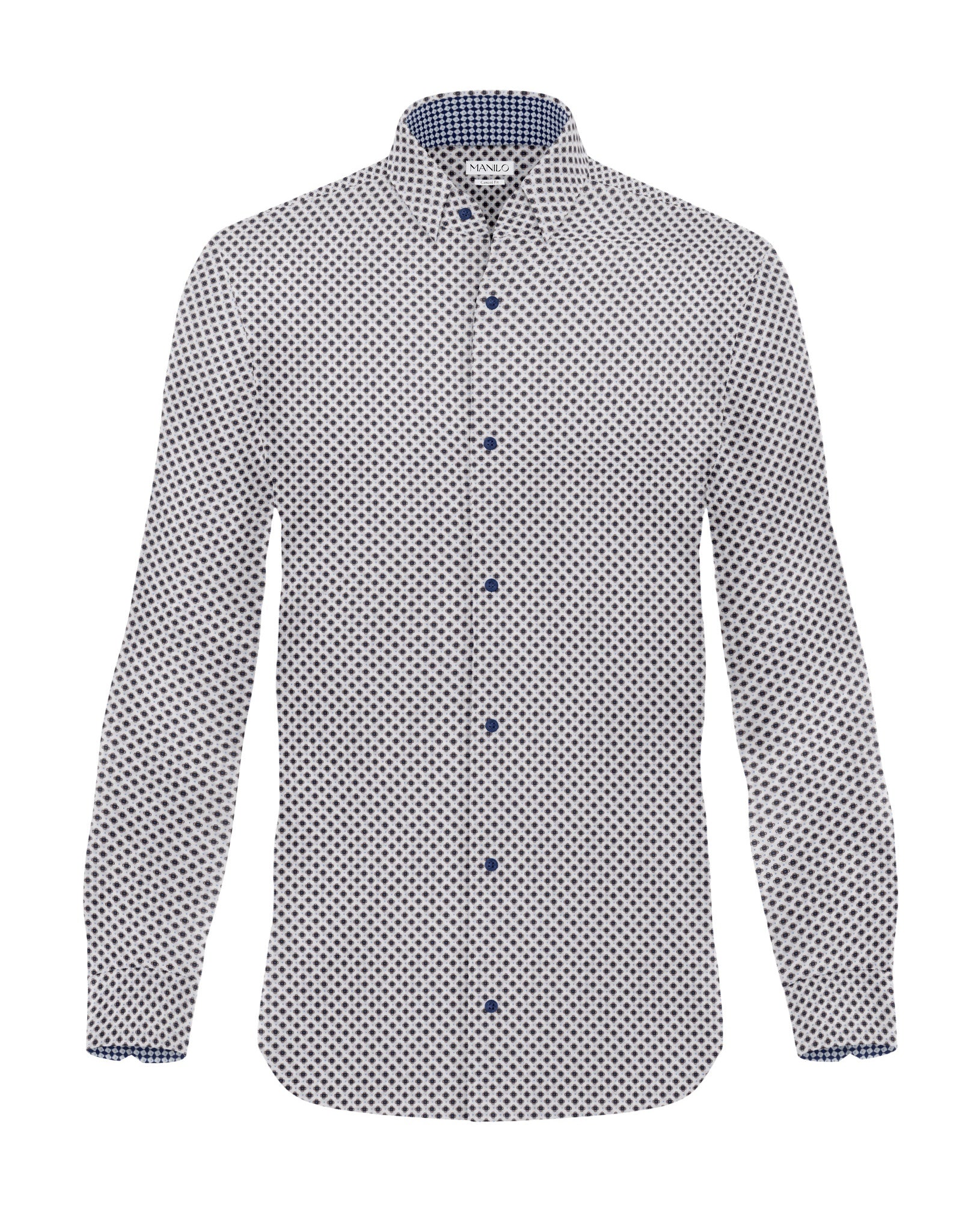 Freizeithemd mit Minimalprint Braun/Blau (Art. 2417-C)
