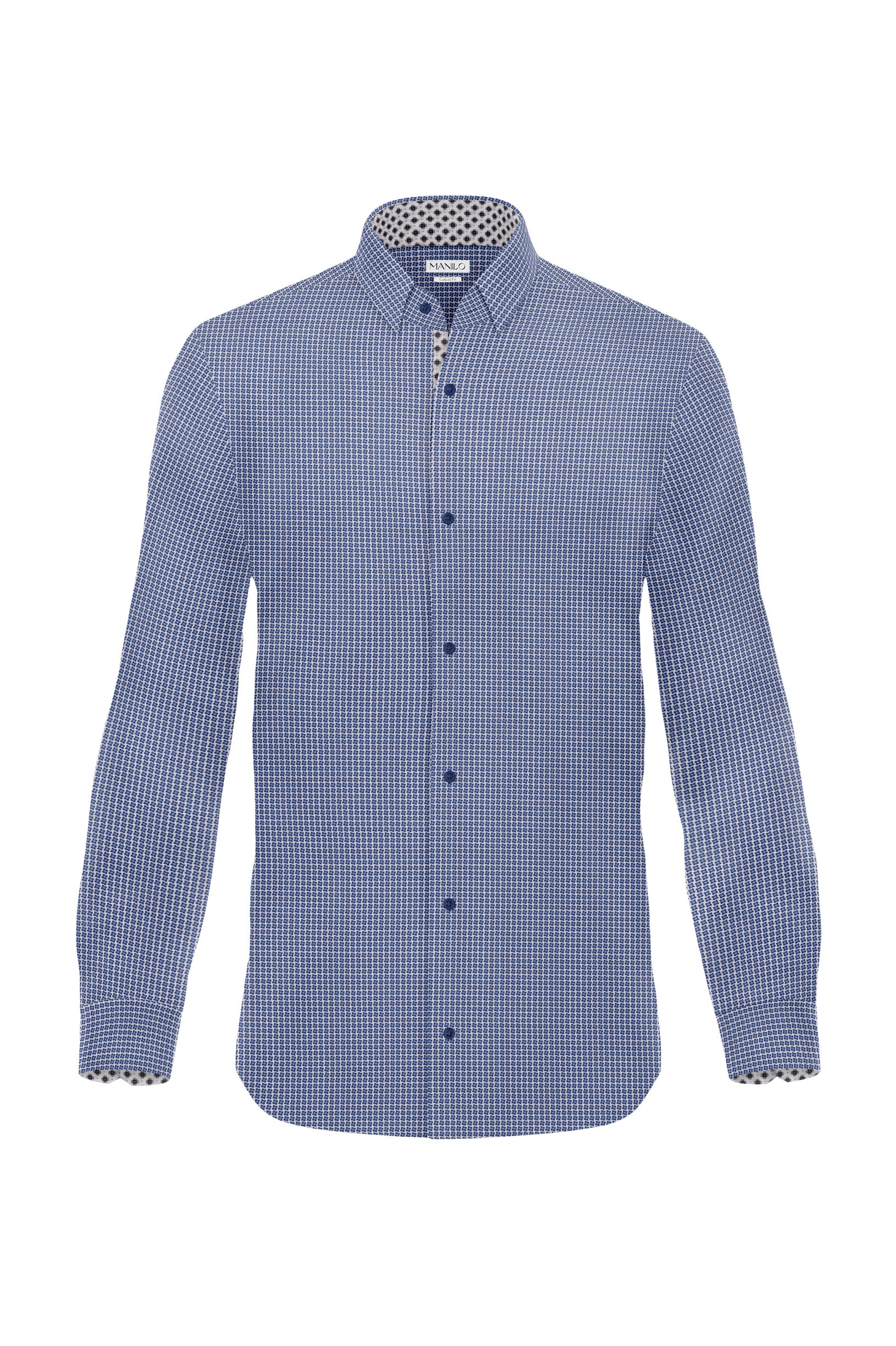 Freizeithemd mit Minimalprint Blau (Art. 2418-C)