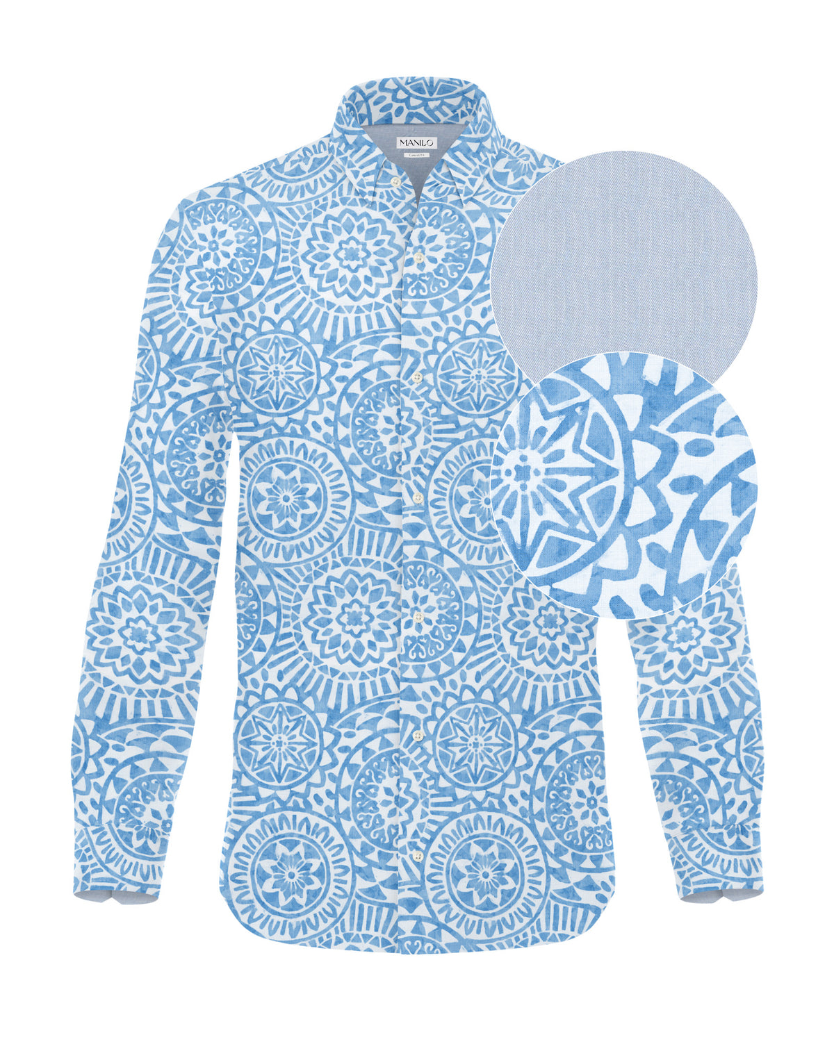 Casual shirt long sleeve with graphic print in light blue (Art. 2512-C)
