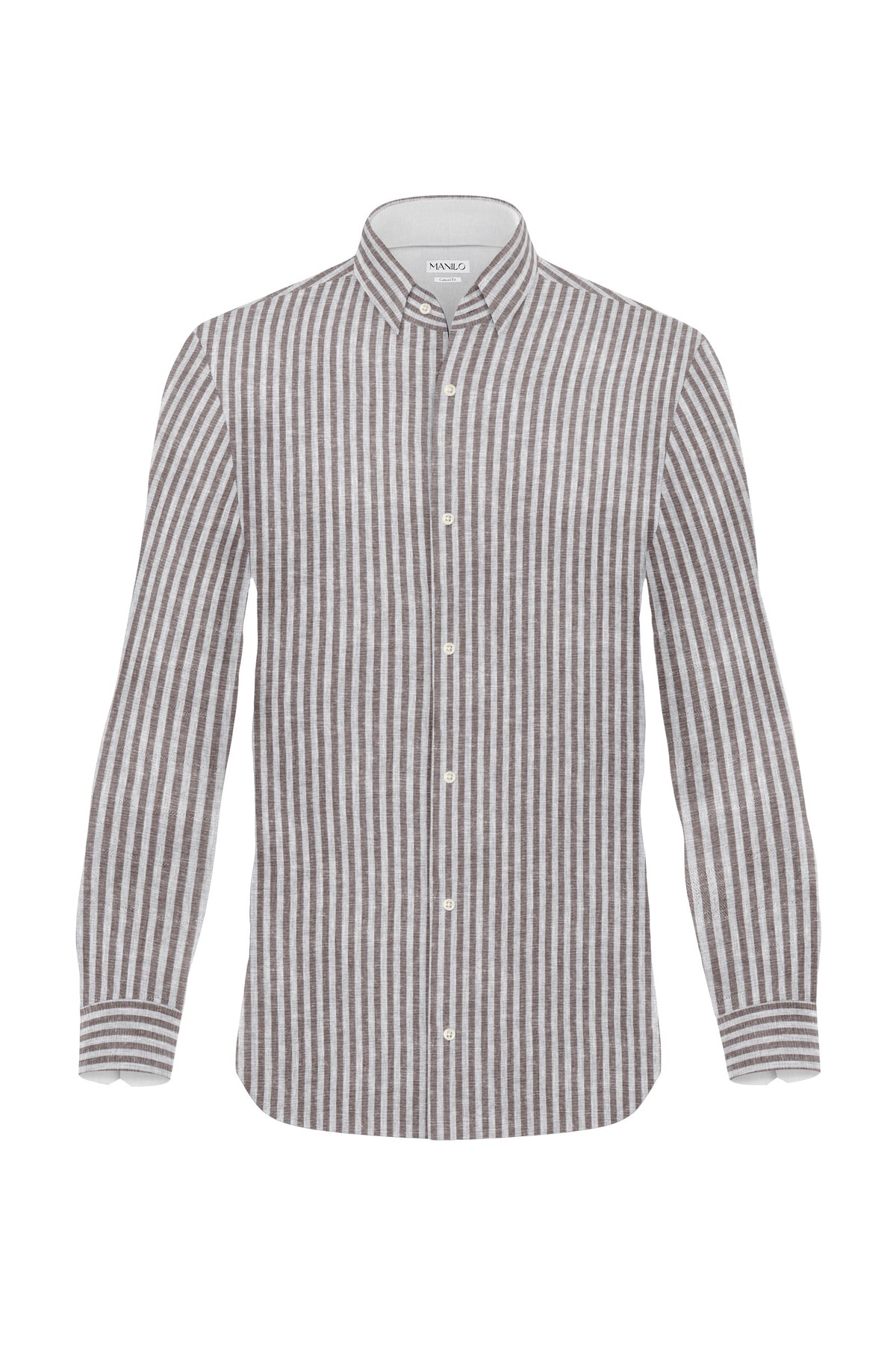 Linen shirt with stripes in brown (Art. 2574-C)