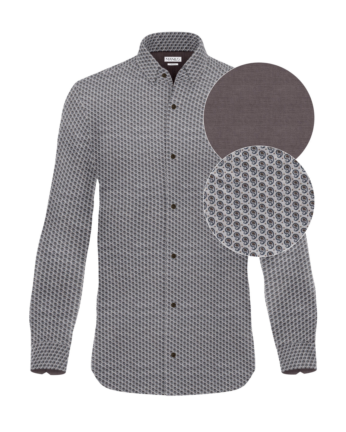 Freizeithemd mit Paisleymuster in Braun/Beige (Art. 2705-C)