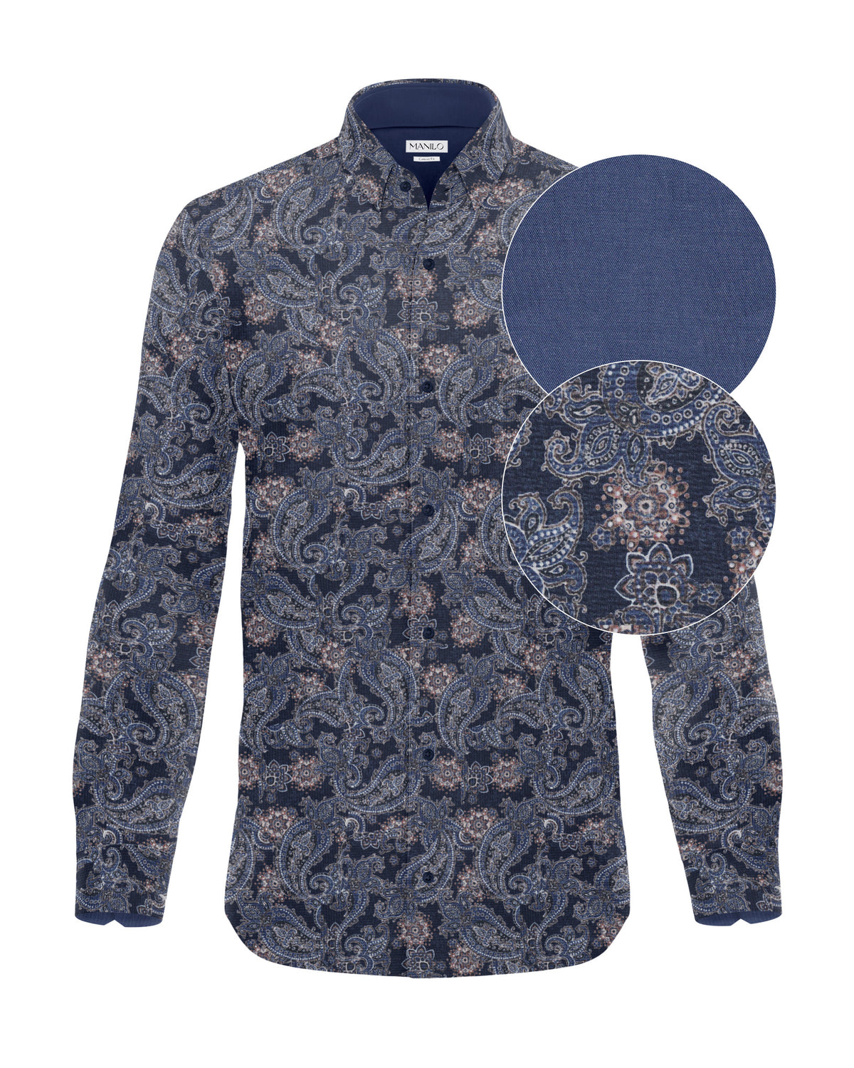 Freizeithemd mit Paisleymuster in Blau (Art. 2715-C)