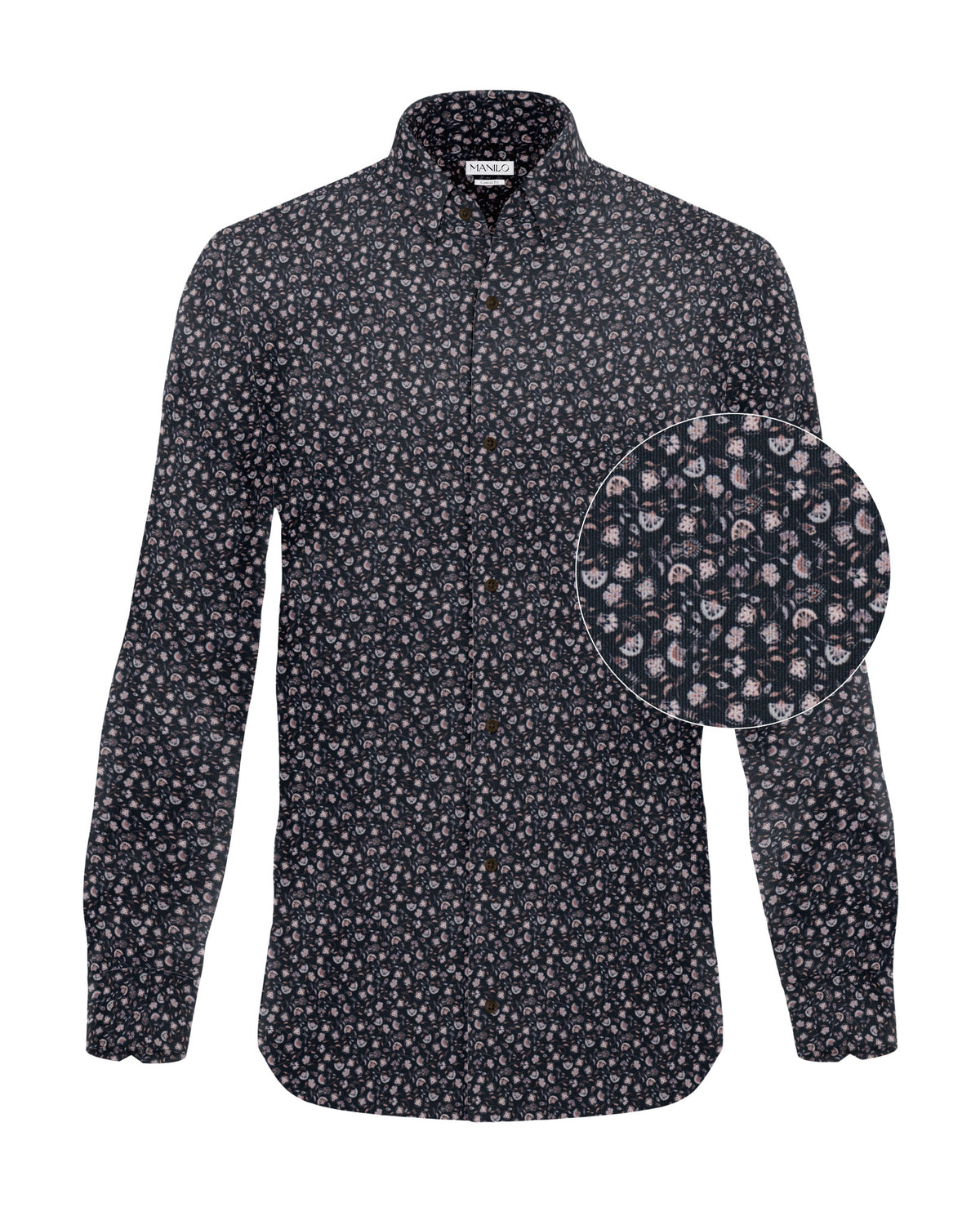 Cord-Hemd mit Blumenprint in Braun (Art. 2718-C)