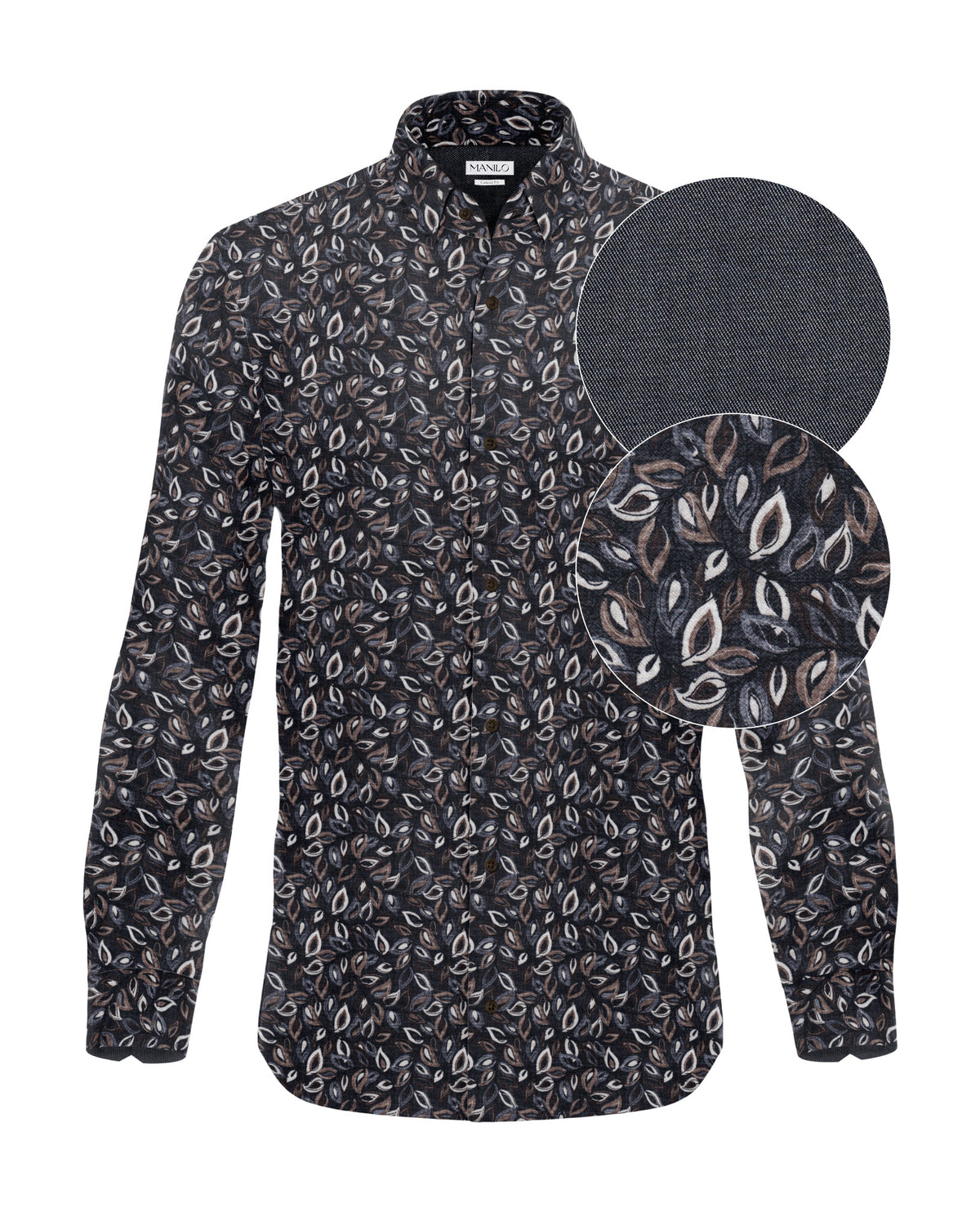 Freizeithemd mit Grafikprint in Braun (Art. 2722-C)