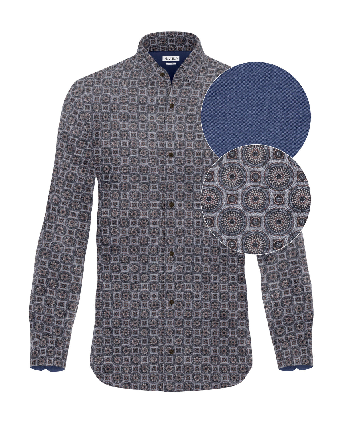 Freizeithemd mit Grafikprint in Grau (Art. 2723-C)