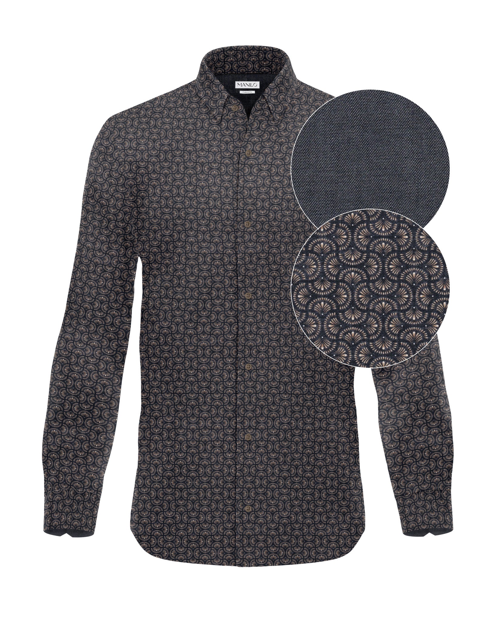 Freizeithemd mit Grafikprint in Braun/Cognac (Art. 2724-C)