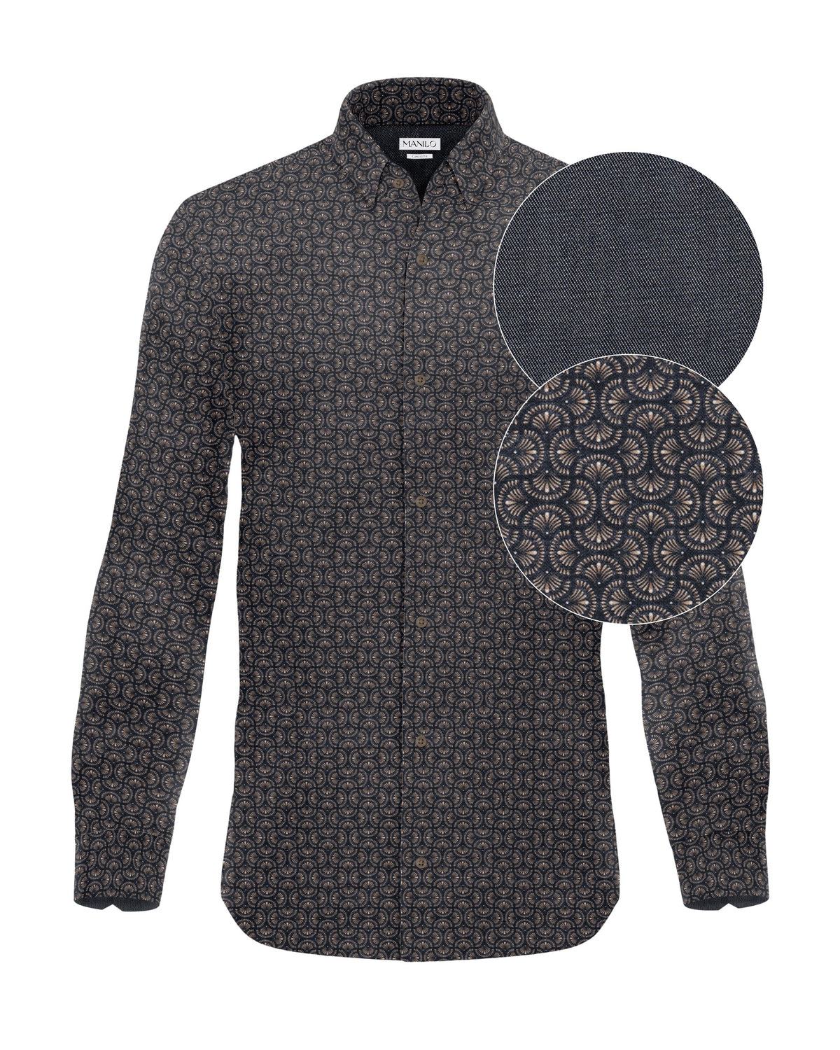 Freizeithemd mit Grafikprint in Braun/Cognac (Art. 2724-C)