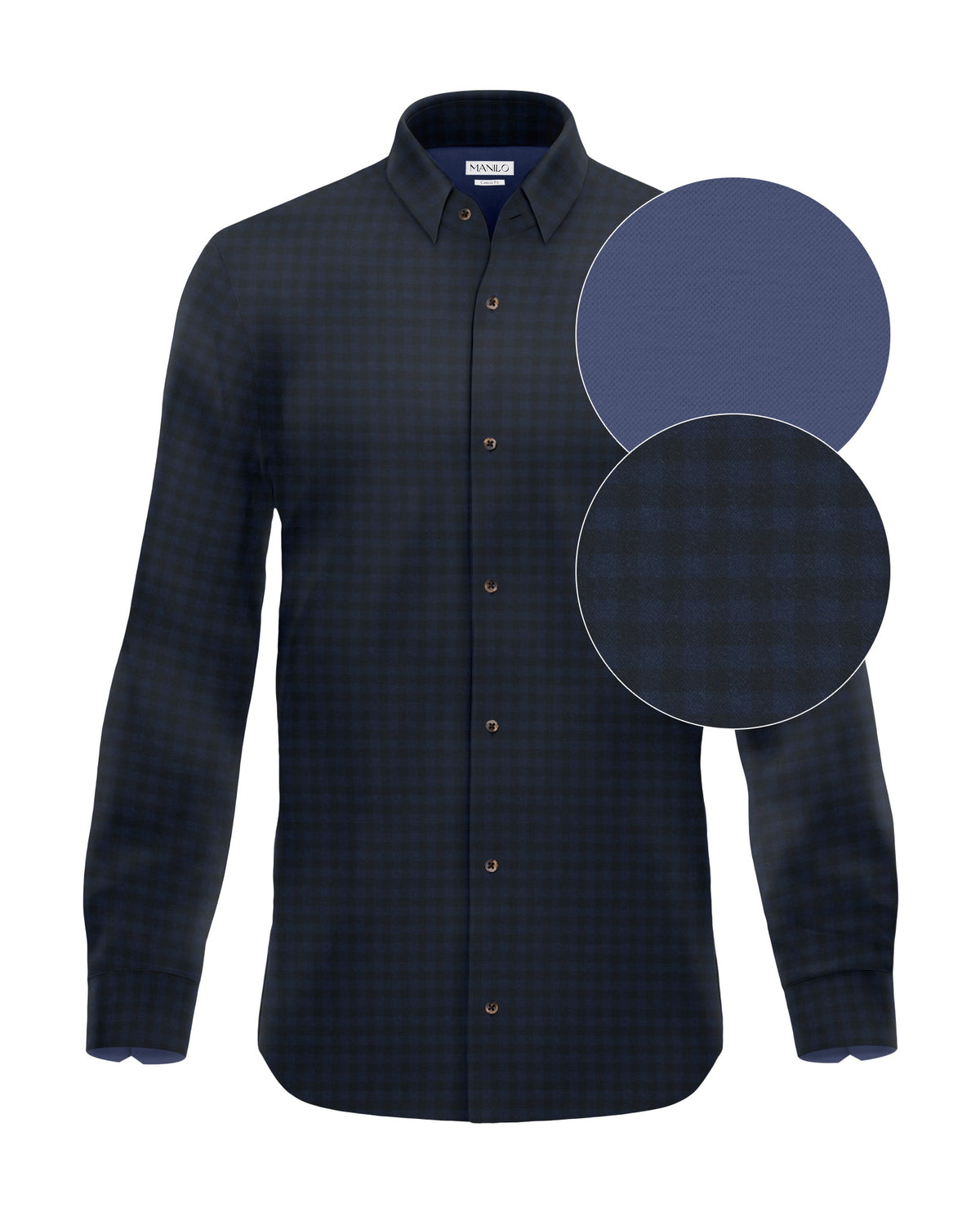 Flanellhemd mit Karomuster Blau/Schwarz (Art. 2751-C)