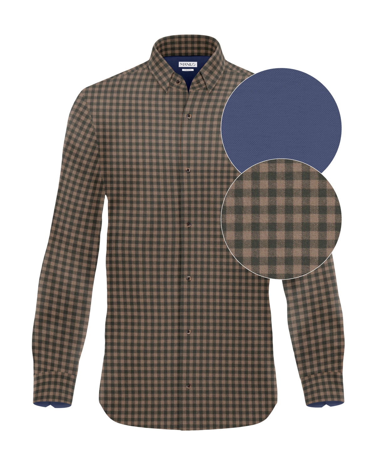 Flanellhemd mit Karomuster in Beige/Olive (Art. 2752-C)