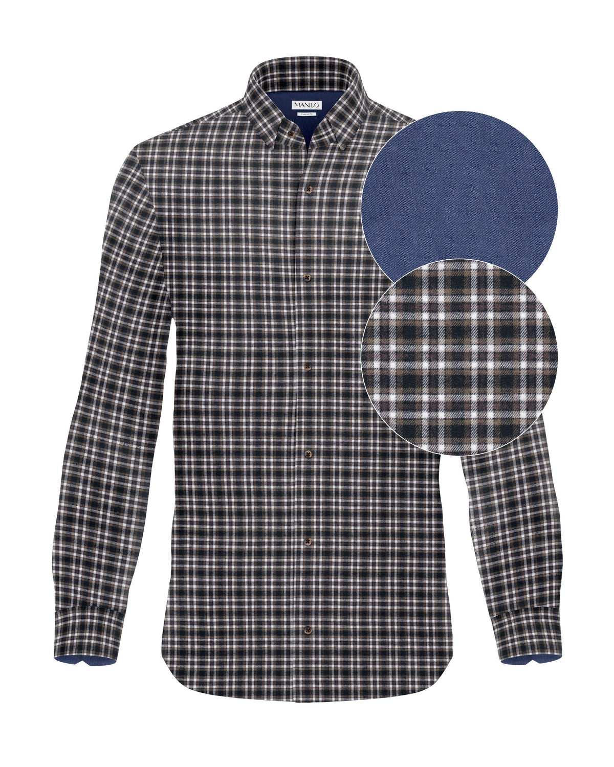 Flannel shirt with check pattern brown (Art. 2754-C)