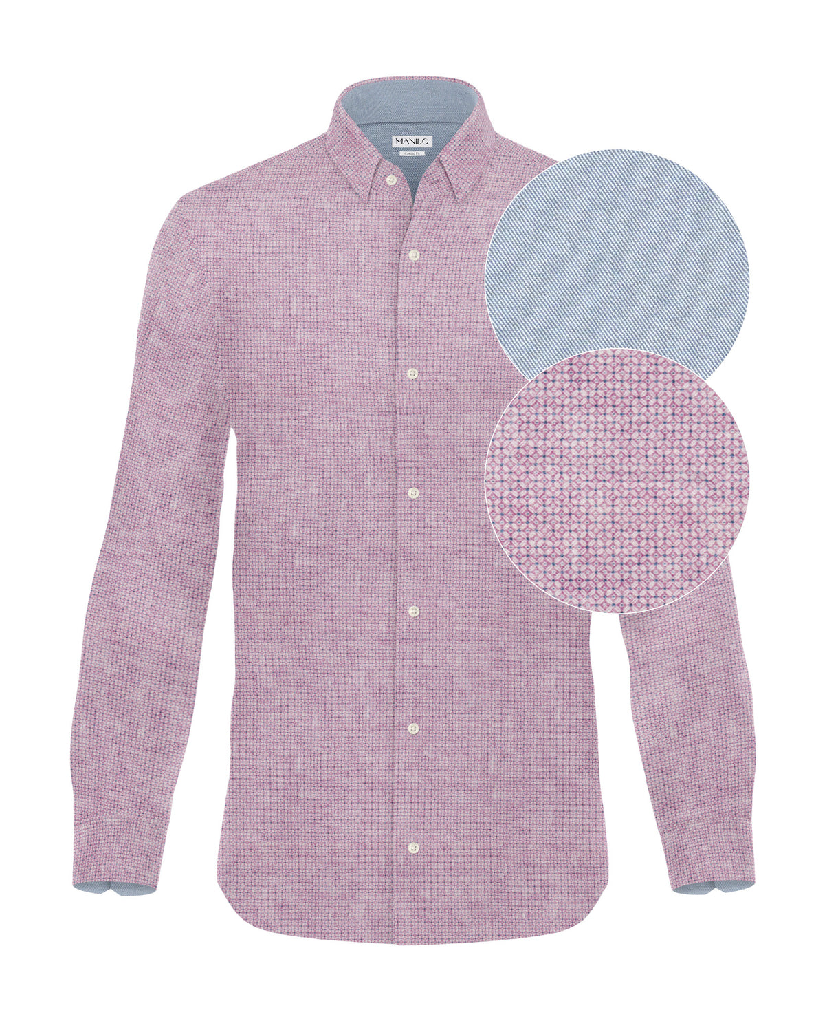 Freizeithemd Langarm mit Printmuster in Rosa (2811-C)