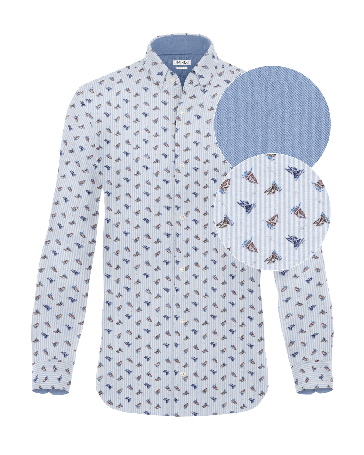 Chemise de loisirs à manches longues avec imprimé voilier (2836-C)