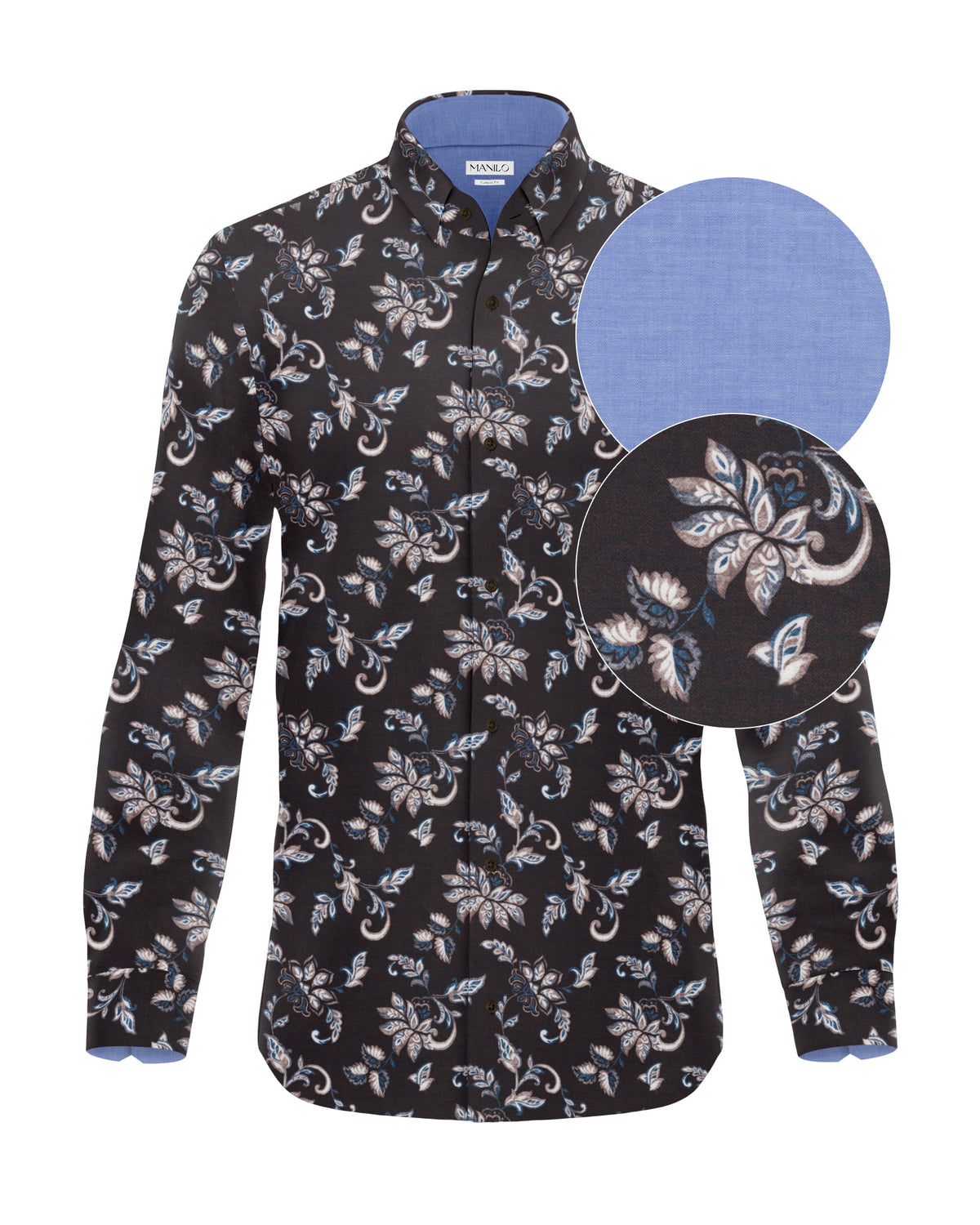 Freizeithemd Langarm mit Paisley-Muster in Braun (3020-C)