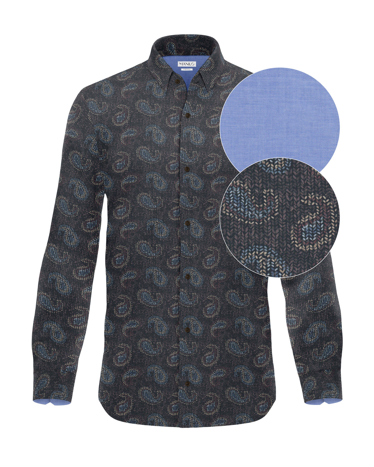 Freizeithemd Langarm mit Paisley-Printmuster (3022-C)