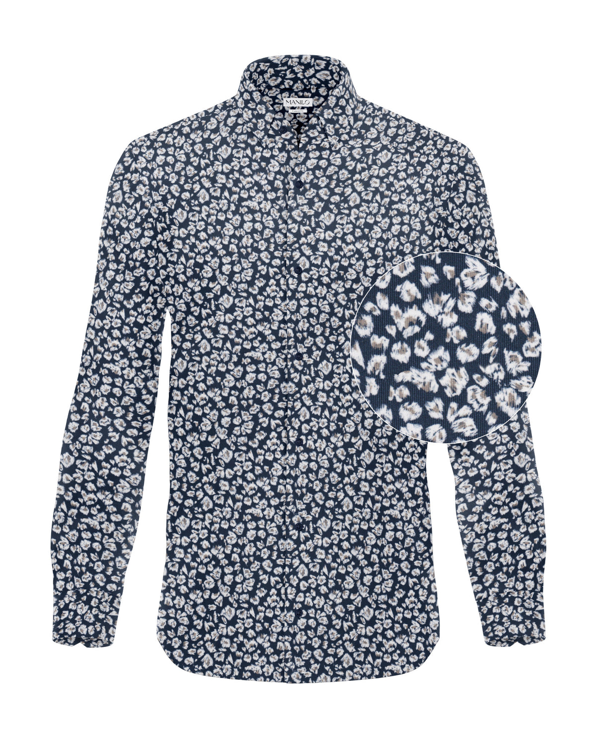 Cord-Hemd Langarm mit Printmusterin Blau (3029-C)