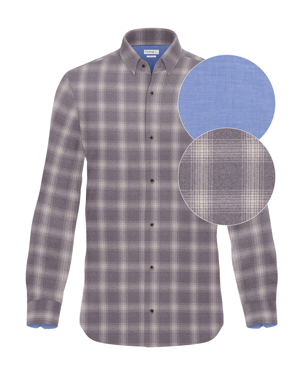 Flannel shirt long sleeve with check pattern Beige (3061-C)