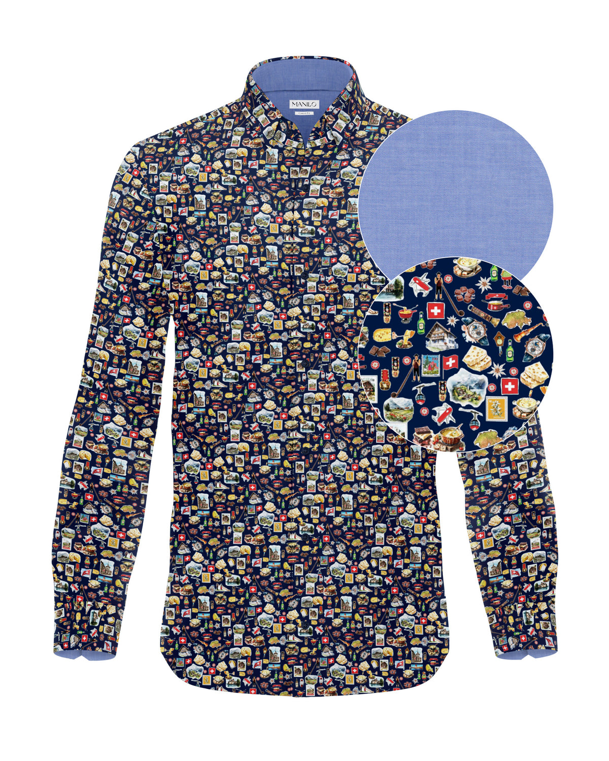 Chemise décontractée à manches longues avec impression de notes de musique en gris (art. 2731-C)