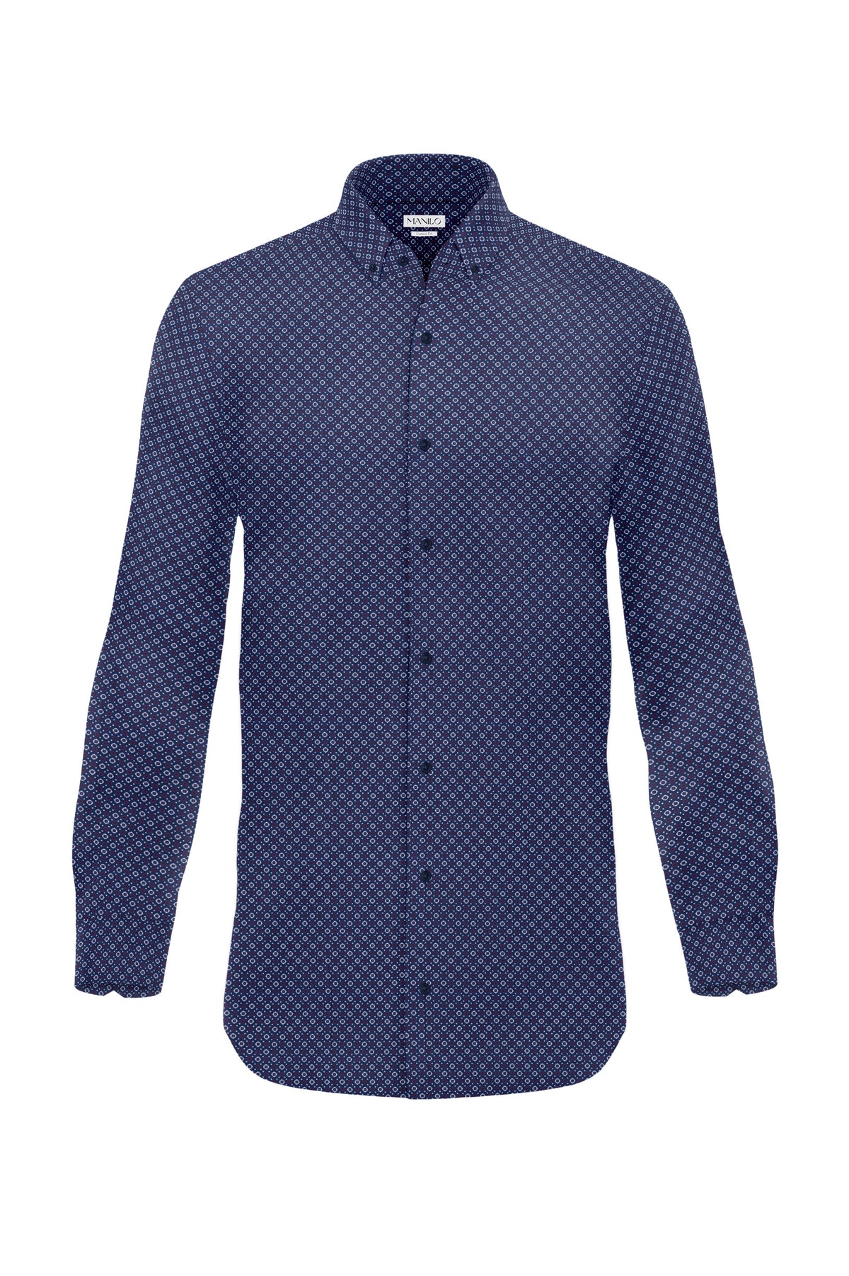 Printed casual shirt with graphic pattern in navy/white/red (Art. 2117-C)