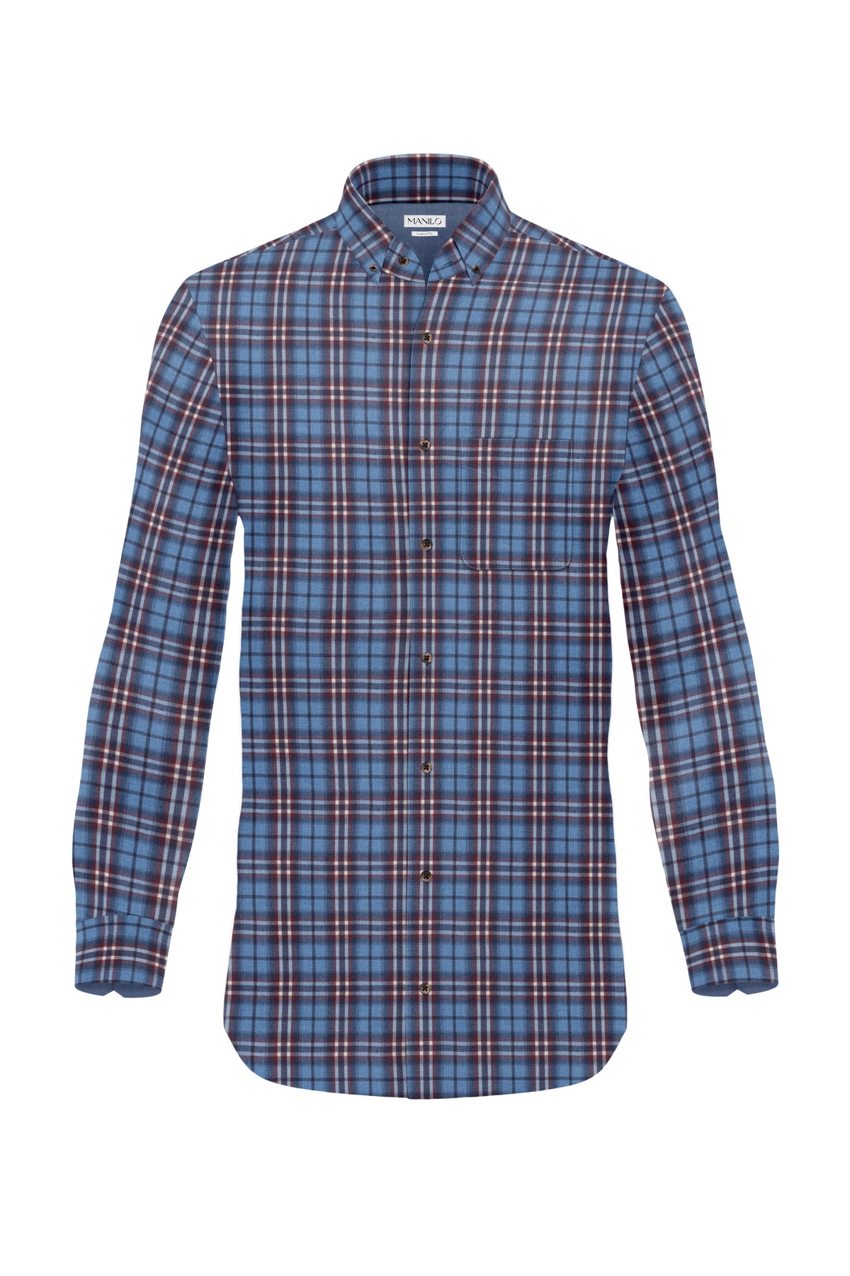 Flannel shirt with check pattern in light blue/red (Art. 2131-C)