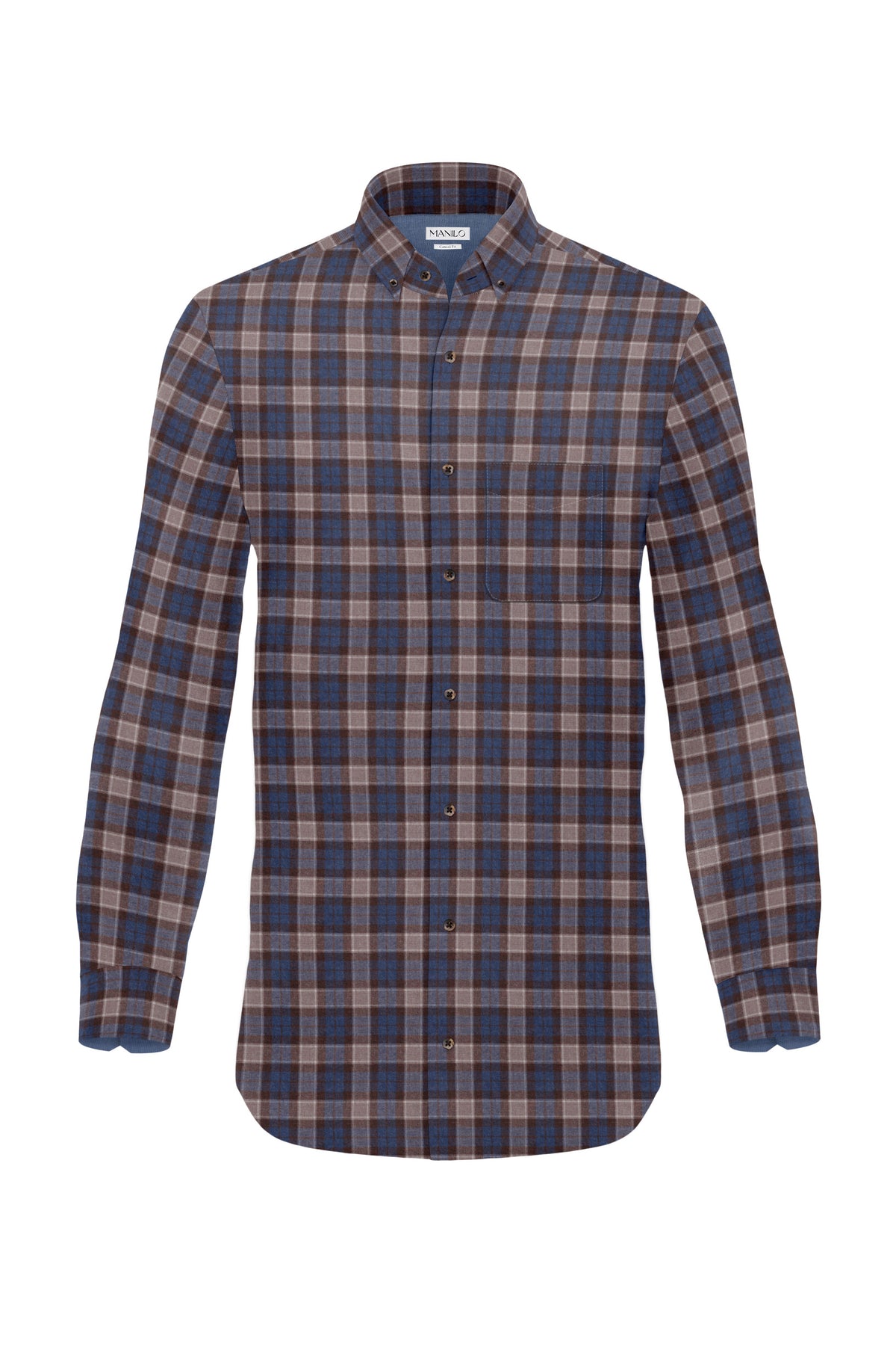 Flannel shirt with check pattern in blue/beige (Art. 2134-C)