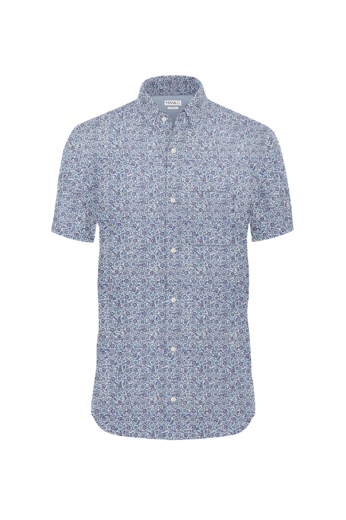 Casual shirt with floral print in blue (Art. 2502-C-KA)