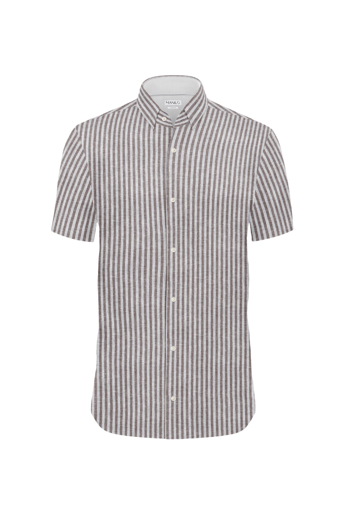 Linen shirt with stripes in brown (Art. 2574-C)