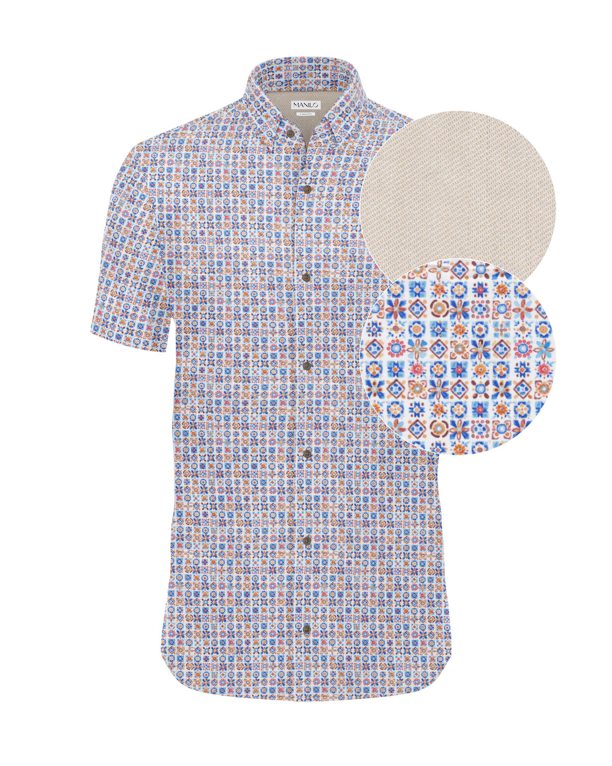 Chemise de loisirs à manches courtes avec imprimé oriental (2815-C-KA)