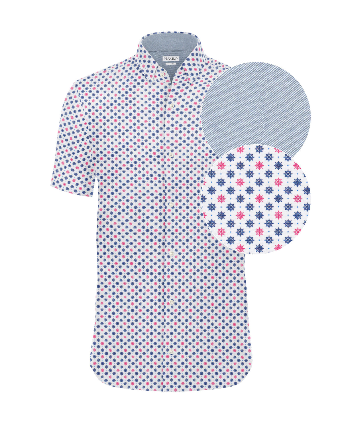 Chemise de loisirs à manches courtes avec imprimé voilier (2836-C-KA)