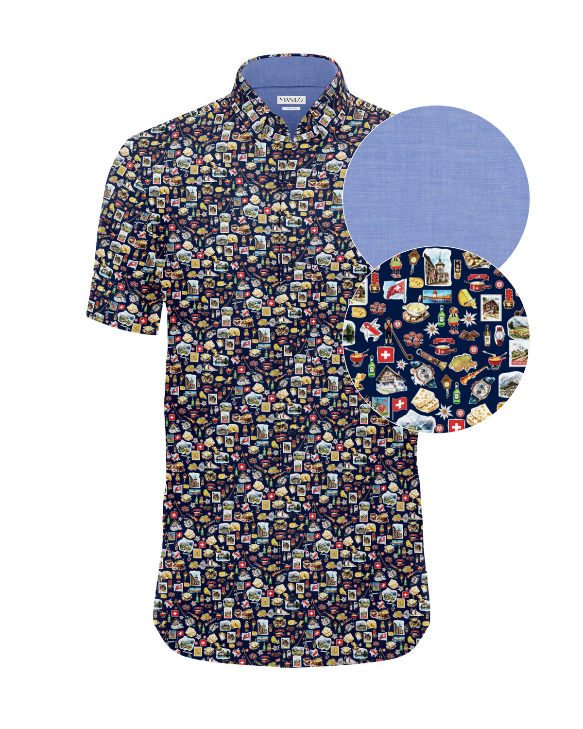 Chemise décontractée à manches longues avec impression de notes de musique en gris (art. 2731-C)